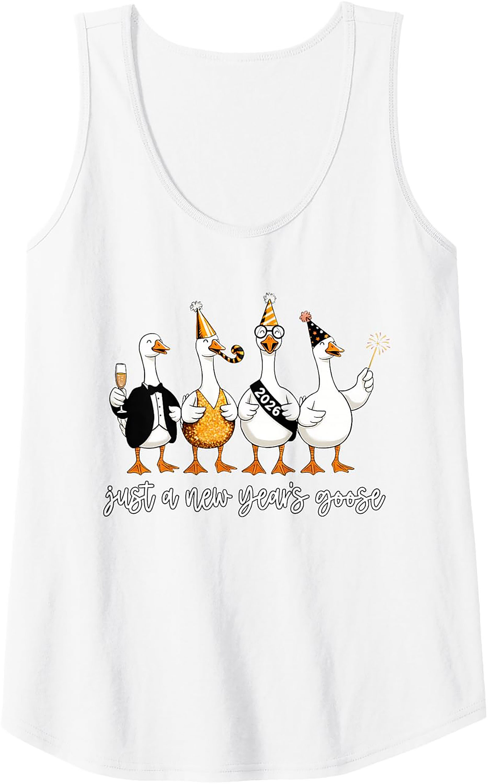 Funny New Year's Goose 2026 Graphic Tank Top Party Gift