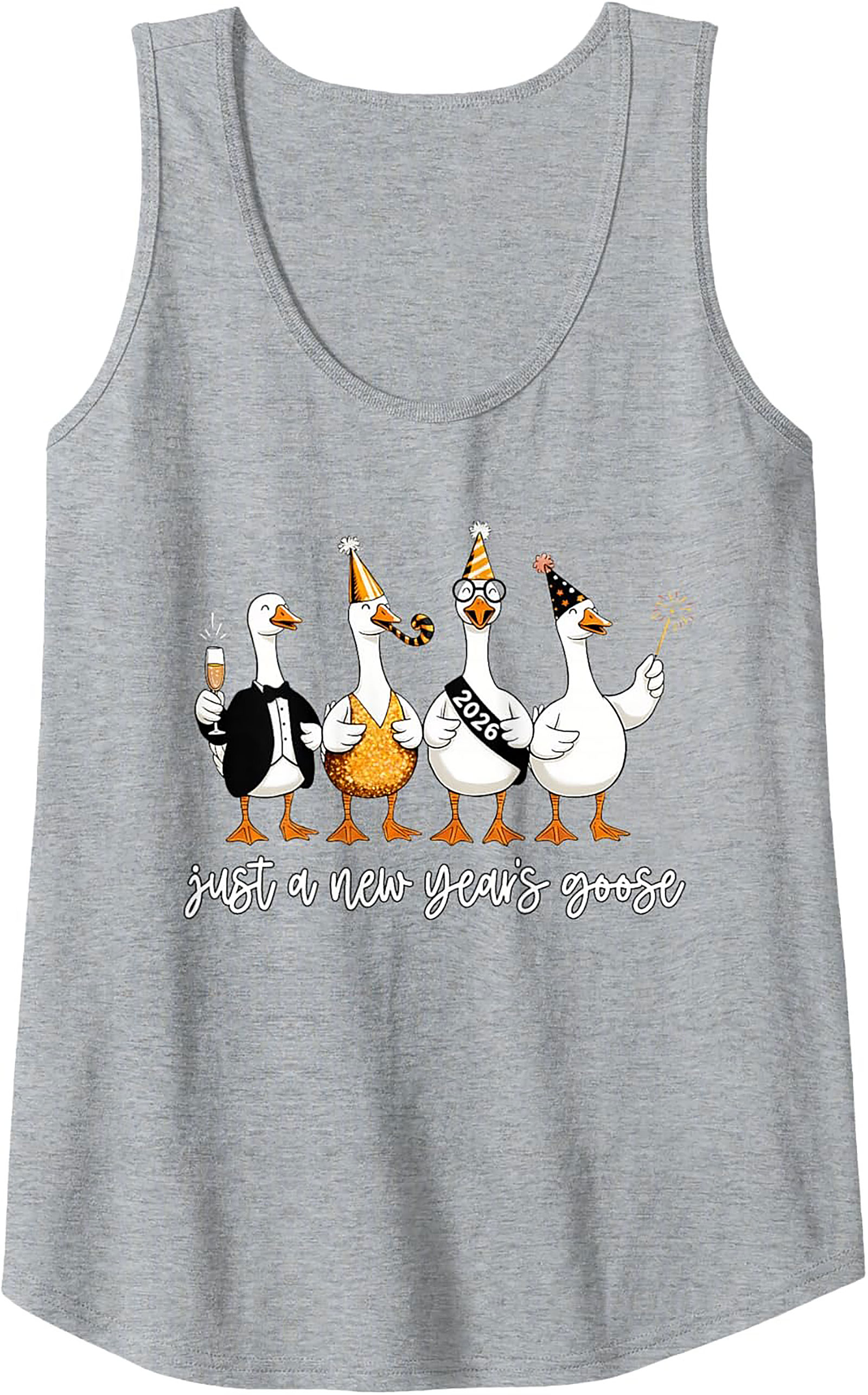 Funny New Year's Goose 2026 Graphic Tank Top Party Gift