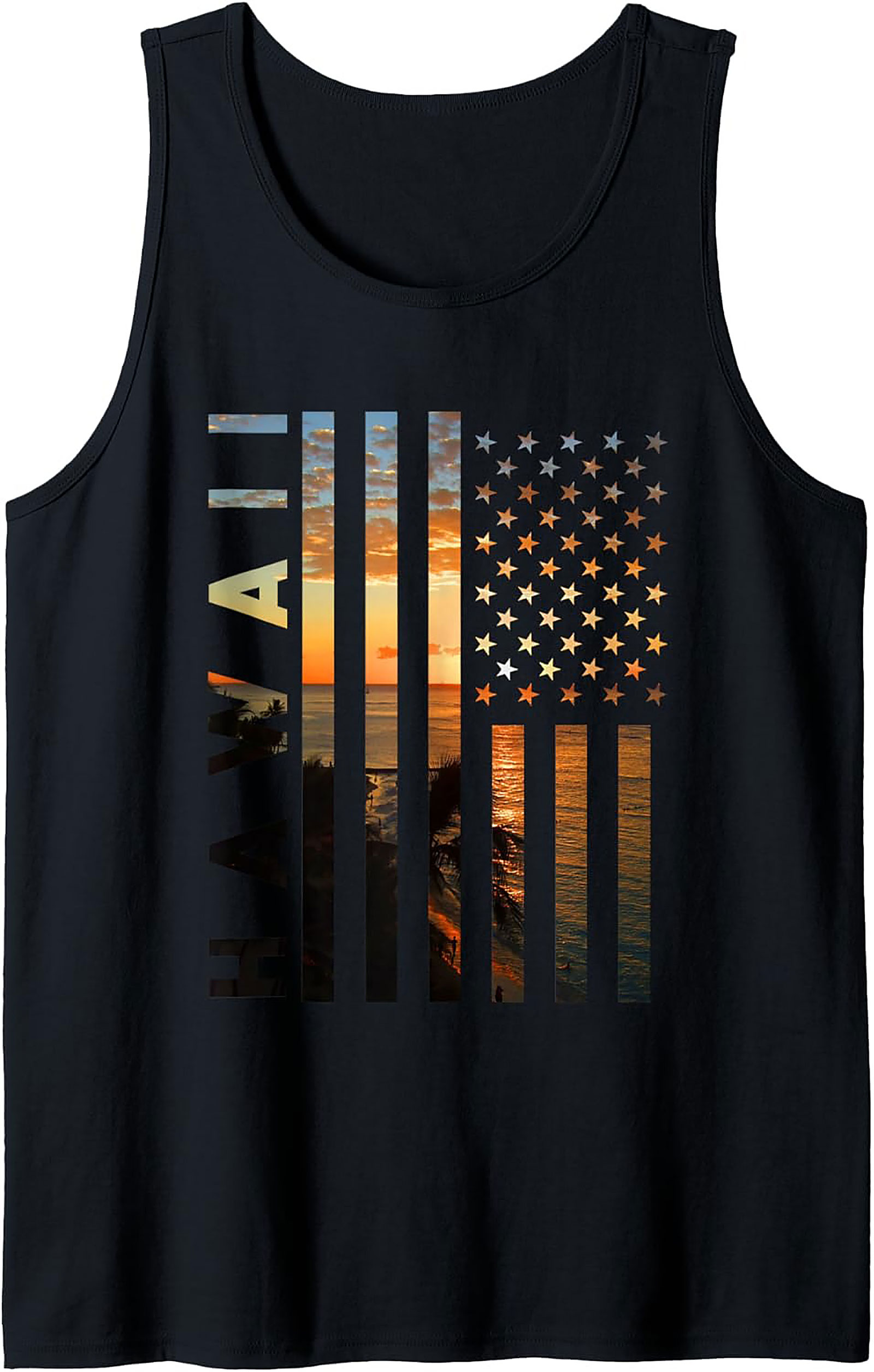 Hawaiian Sunset Tank Top | Patriotic Graphic Sleeveless Shirt