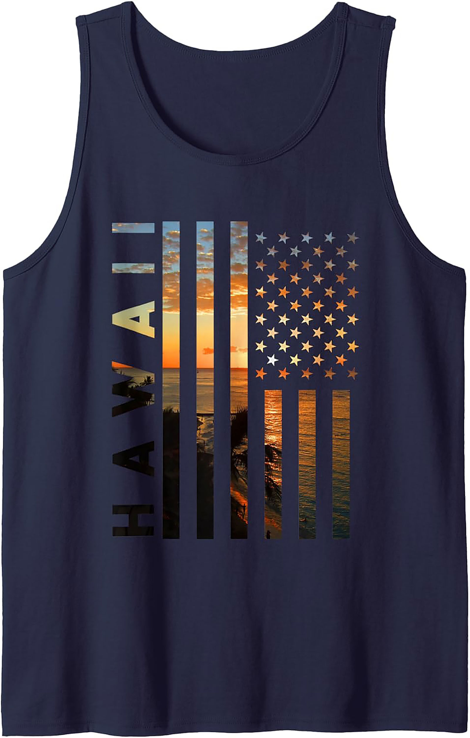 Hawaiian Sunset Tank Top | Patriotic Graphic Sleeveless Shirt