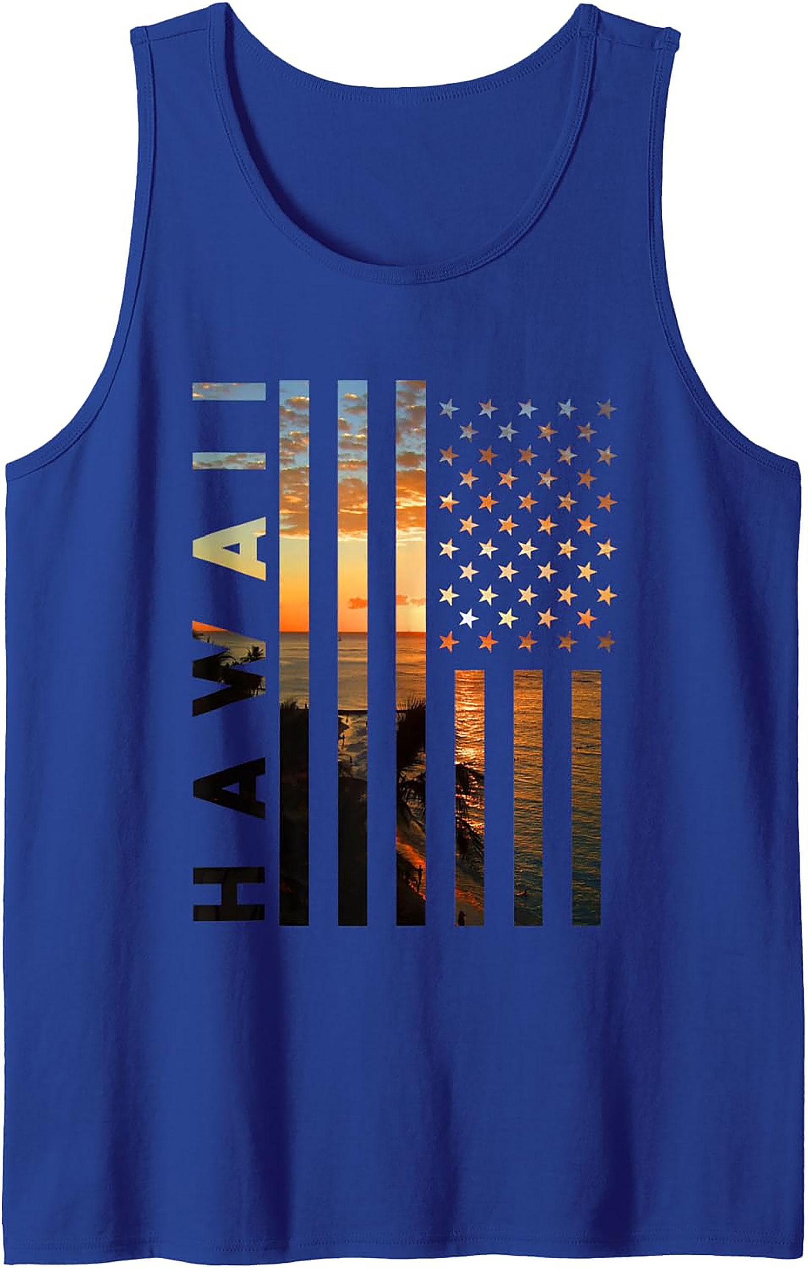Hawaiian Sunset Tank Top | Patriotic Graphic Sleeveless Shirt