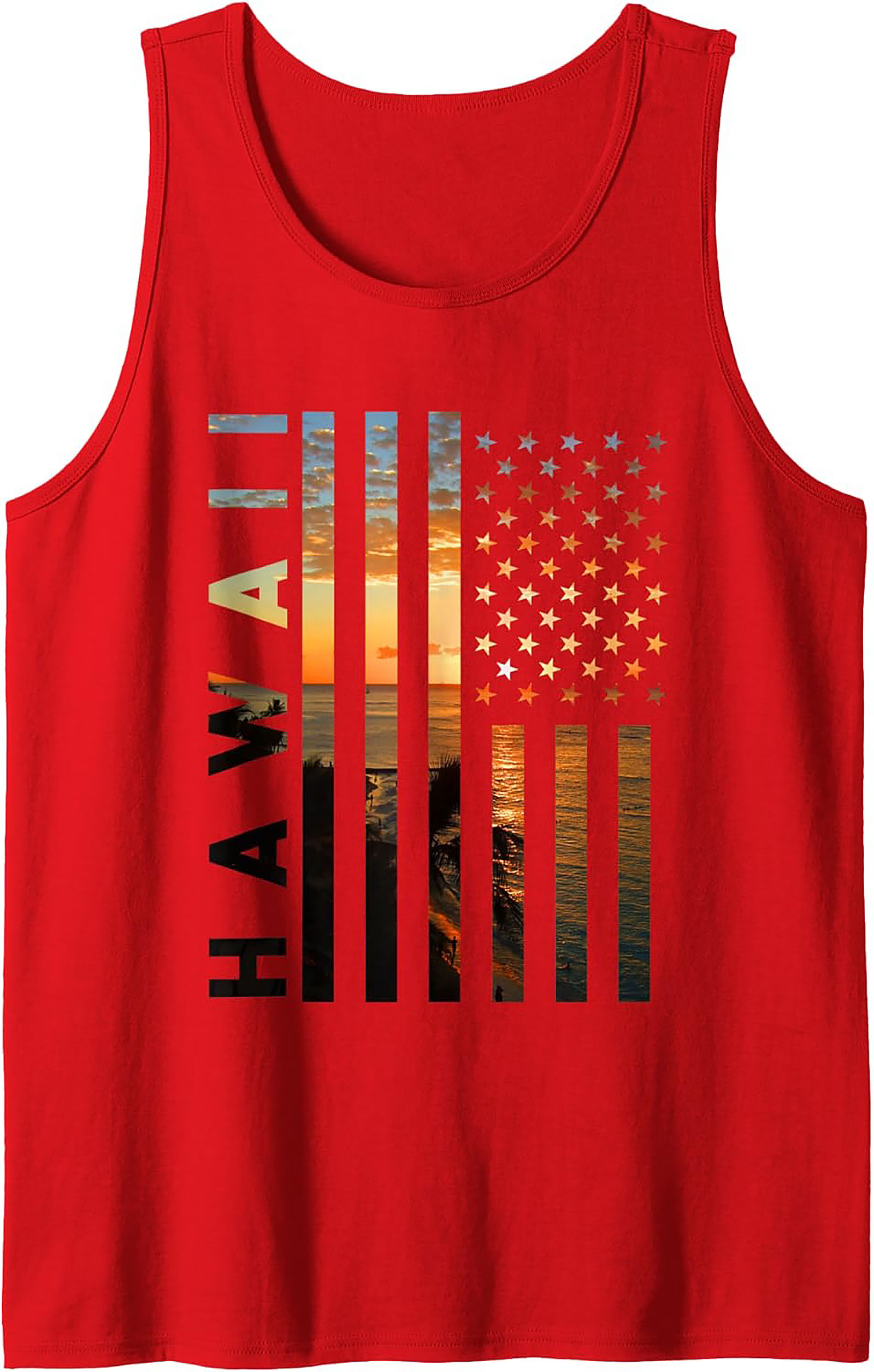 Hawaiian Sunset Tank Top | Patriotic Graphic Sleeveless Shirt