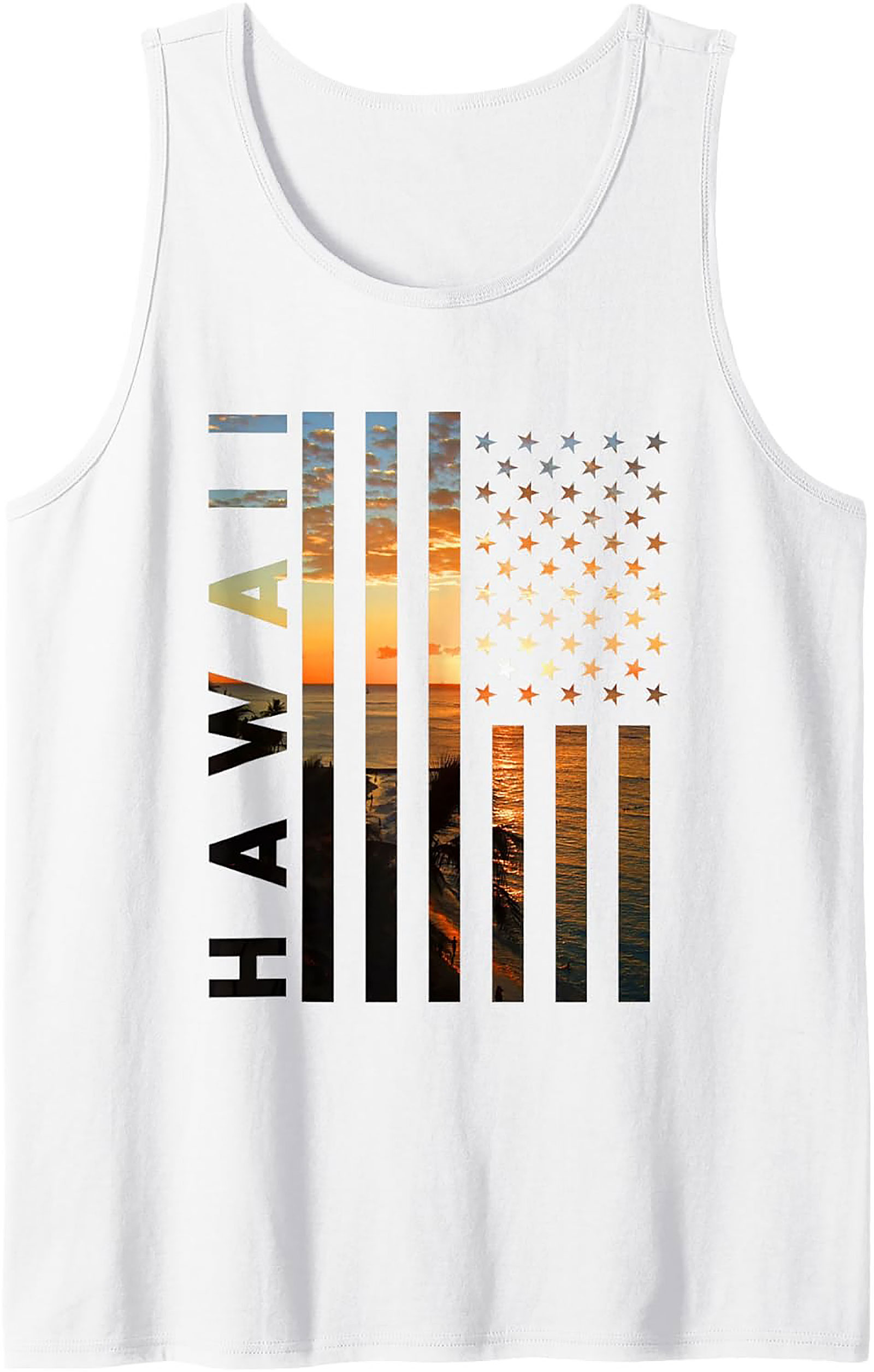 Hawaiian Sunset Tank Top | Patriotic Graphic Sleeveless Shirt