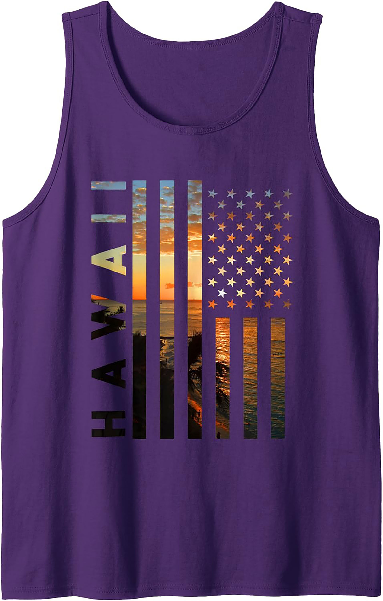 Hawaiian Sunset Tank Top | Patriotic Graphic Sleeveless Shirt