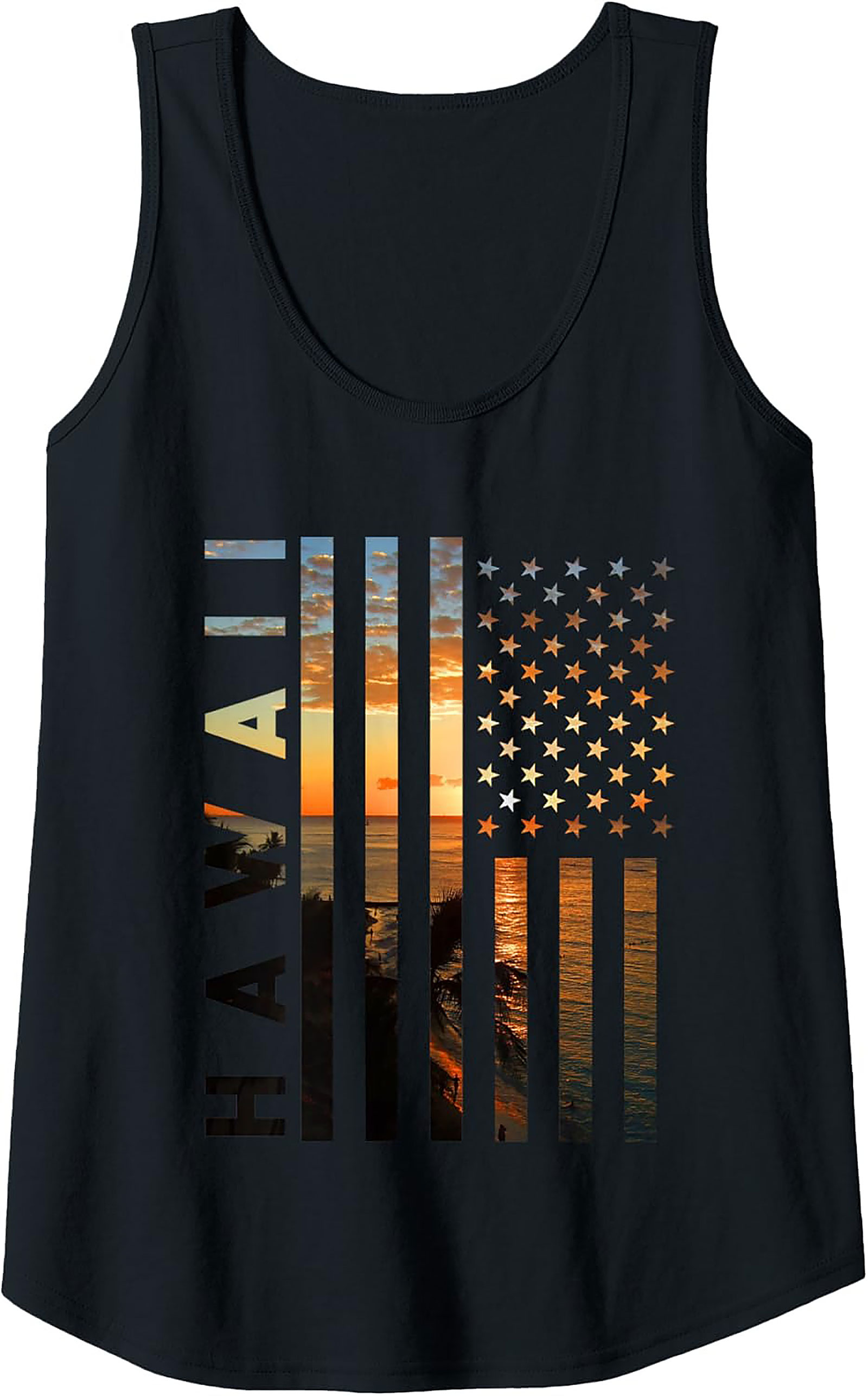 Hawaiian Sunset Tank Top | Patriotic Graphic Sleeveless Shirt