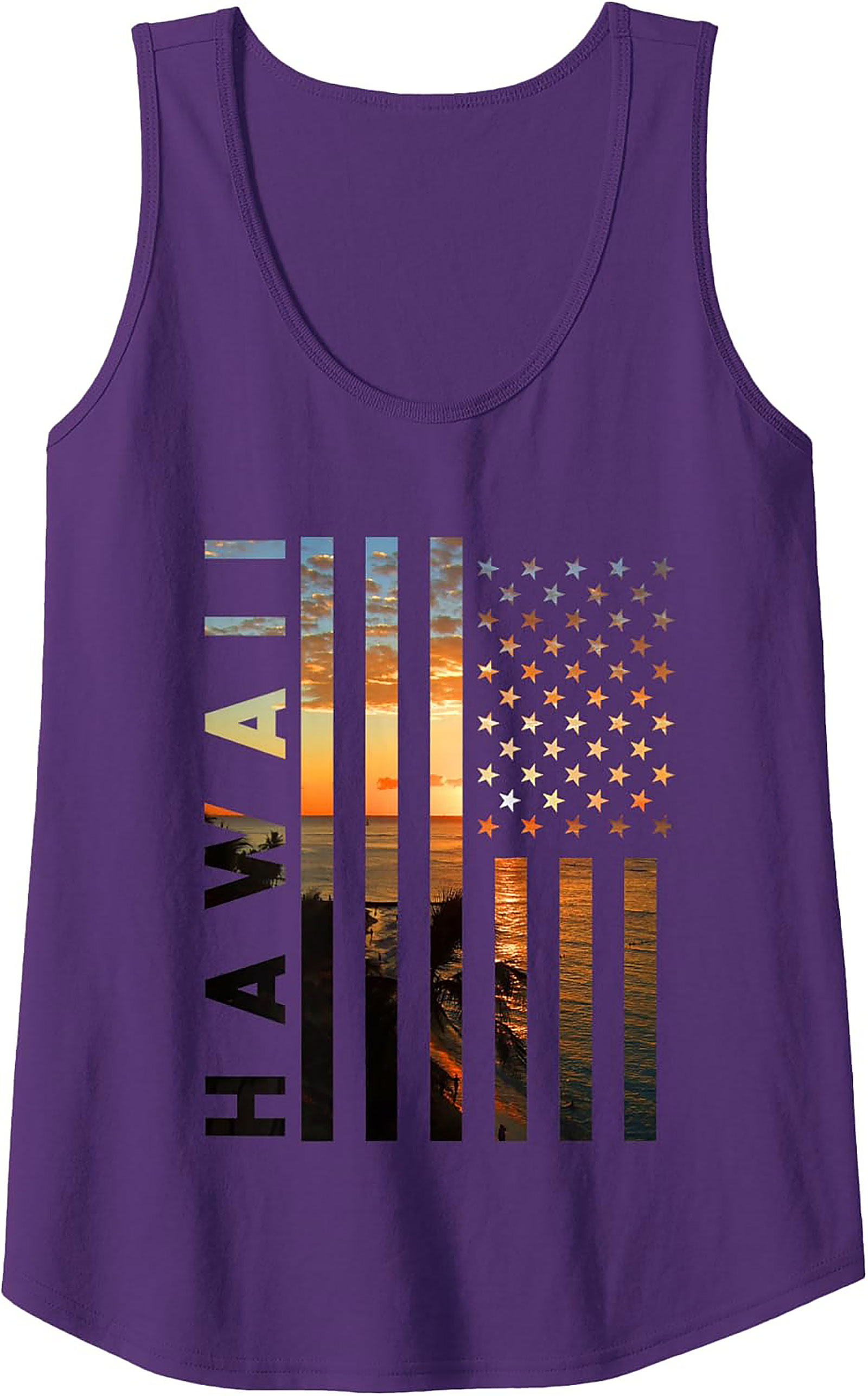 Hawaiian Sunset Tank Top | Patriotic Graphic Sleeveless Shirt