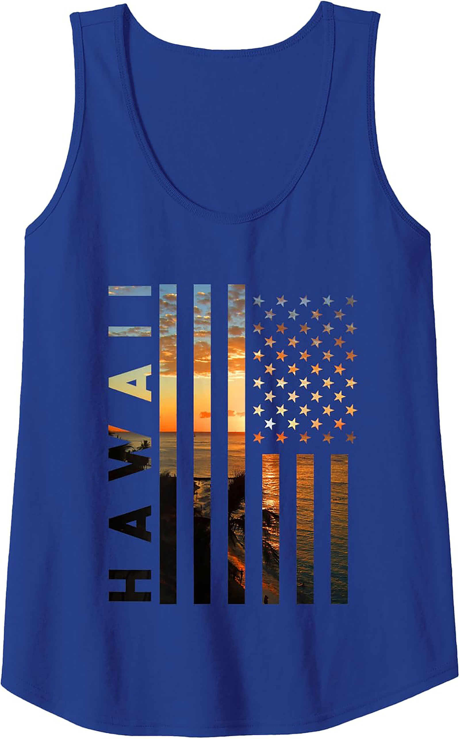 Hawaiian Sunset Tank Top | Patriotic Graphic Sleeveless Shirt
