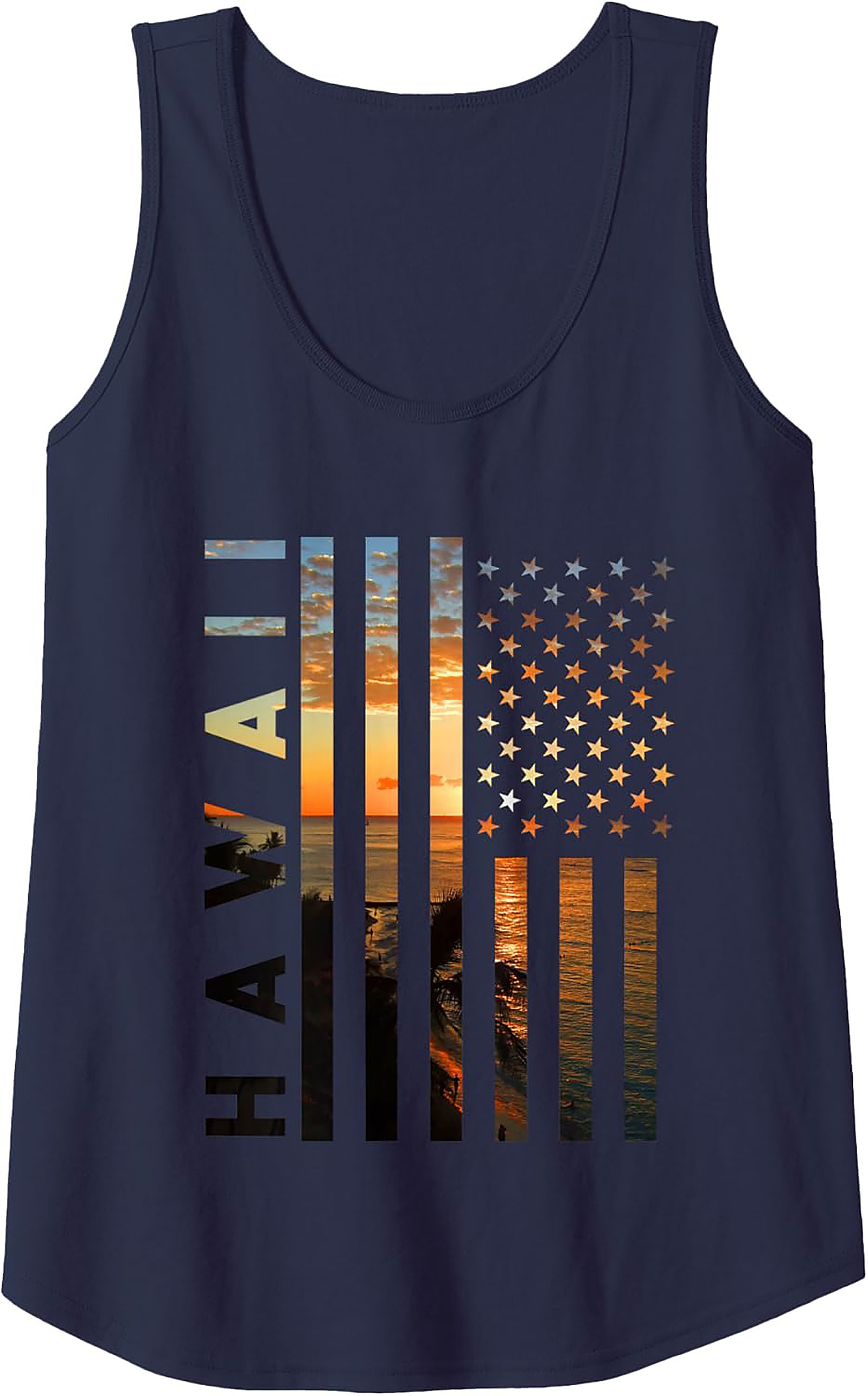 Hawaiian Sunset Tank Top | Patriotic Graphic Sleeveless Shirt