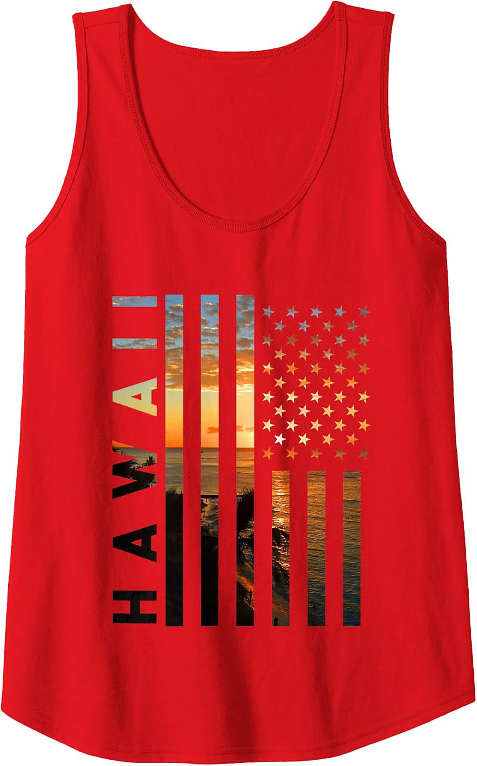Hawaiian Sunset Tank Top | Patriotic Graphic Sleeveless Shirt