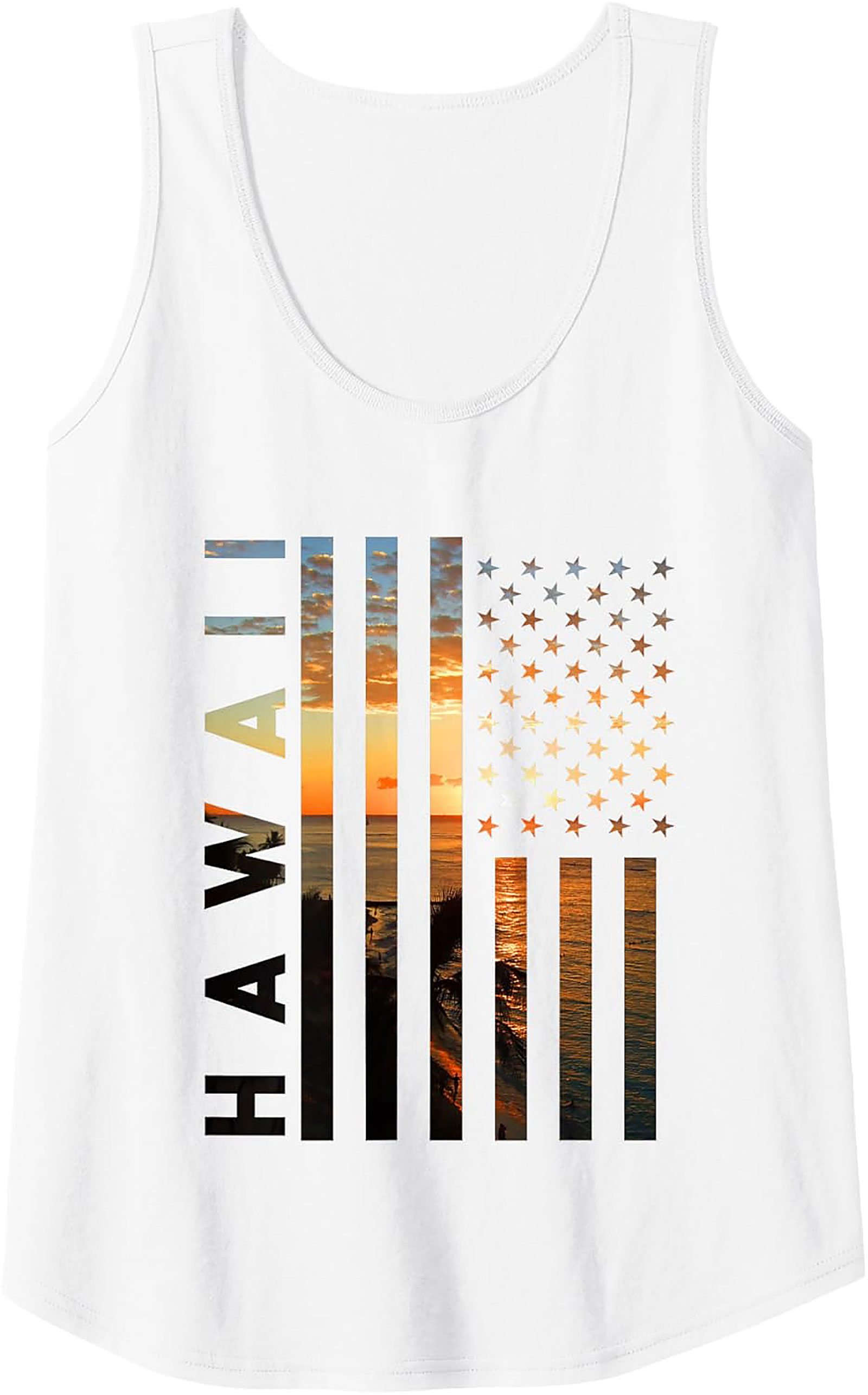 Hawaiian Sunset Tank Top | Patriotic Graphic Sleeveless Shirt