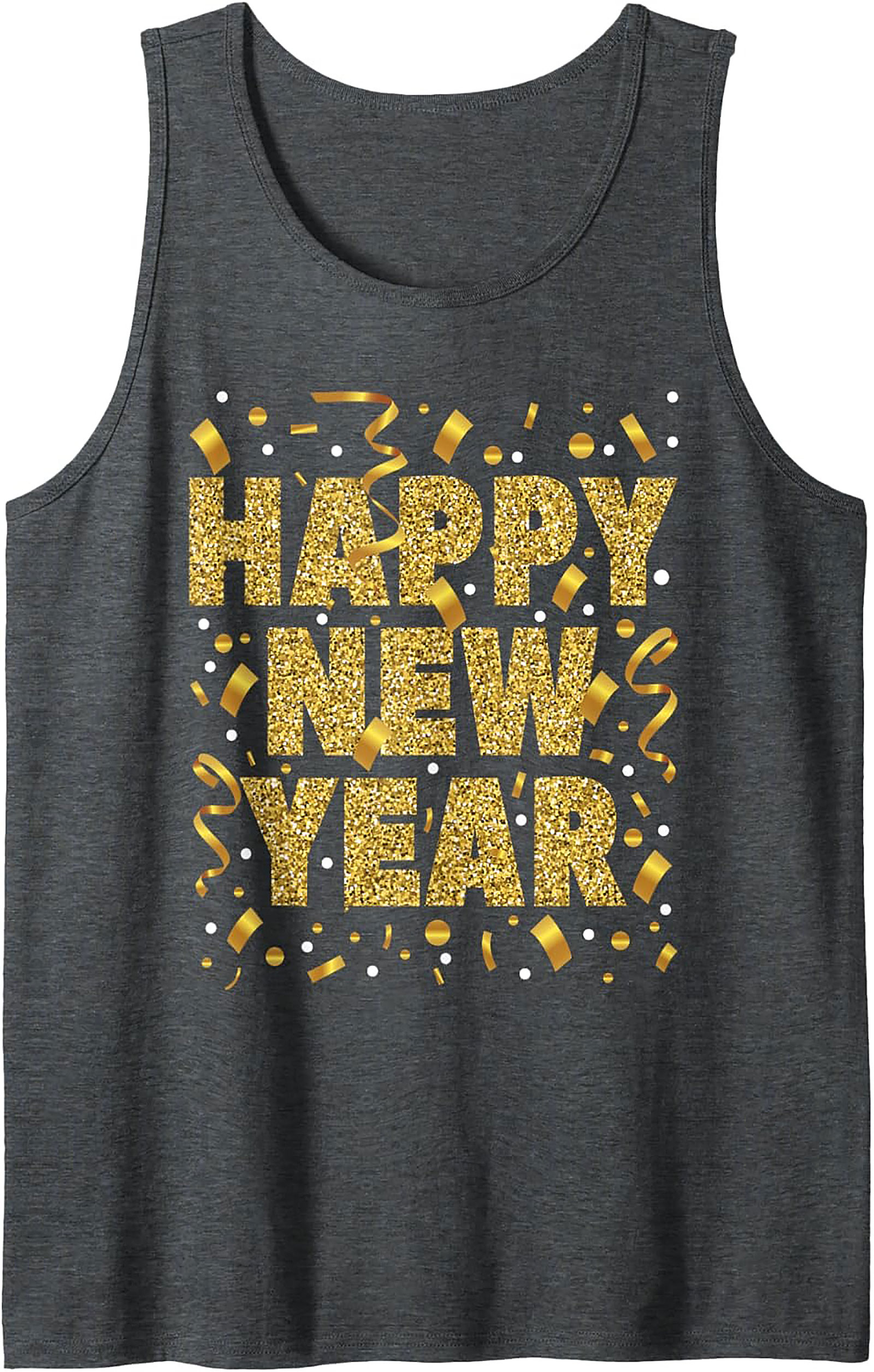Happy New Year Graphic Tank Glitter Celebration Shirt