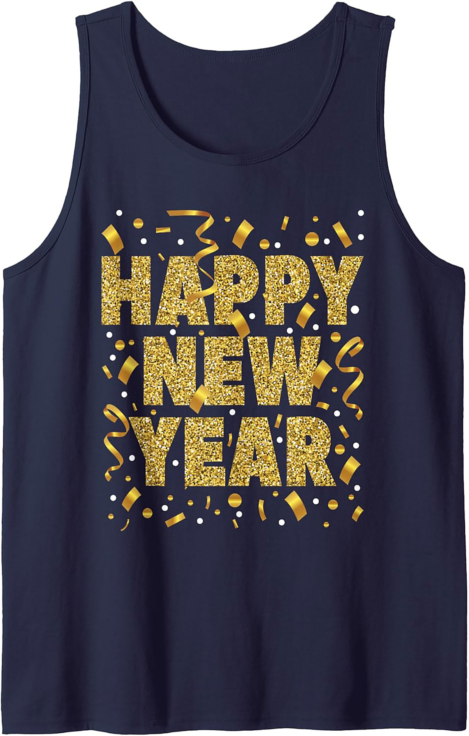 Happy New Year Graphic Tank Glitter Celebration Shirt
