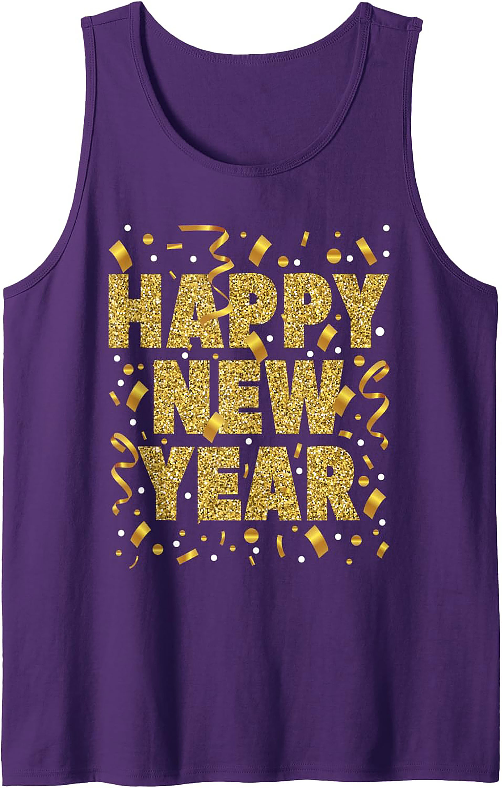 Happy New Year Graphic Tank Glitter Celebration Shirt