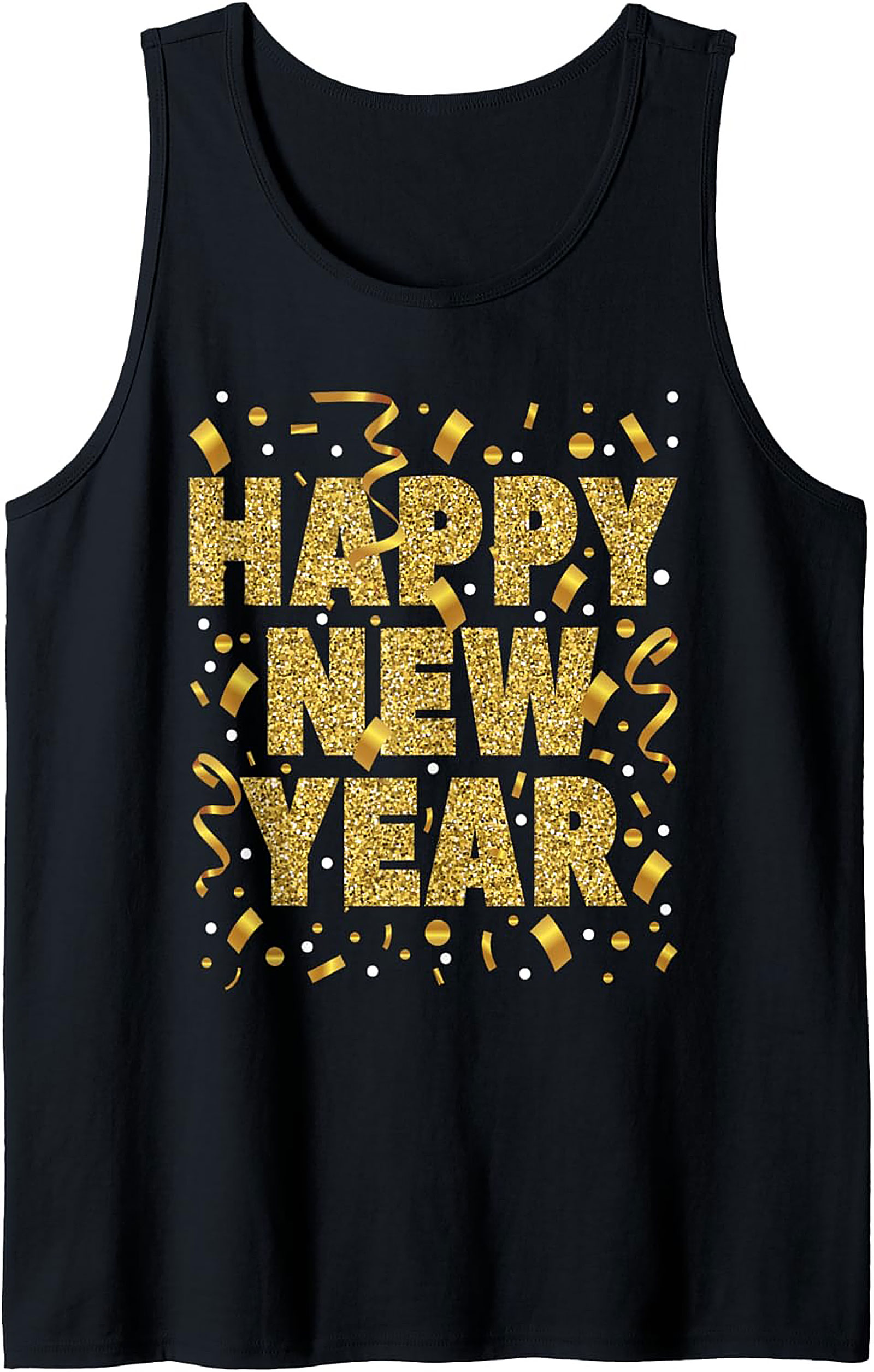 Happy New Year Graphic Tank Glitter Celebration Shirt