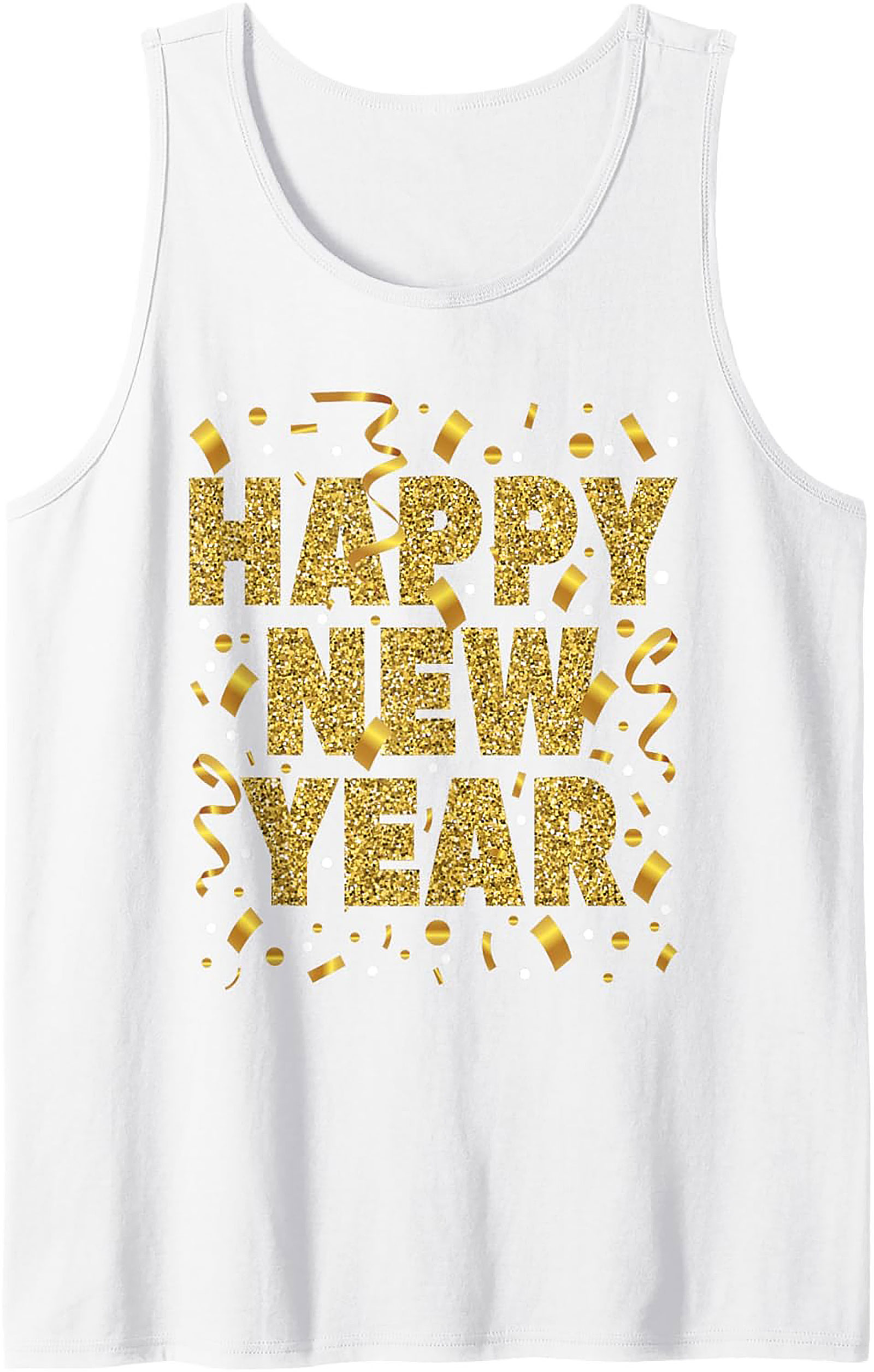 Happy New Year Graphic Tank Glitter Celebration Shirt