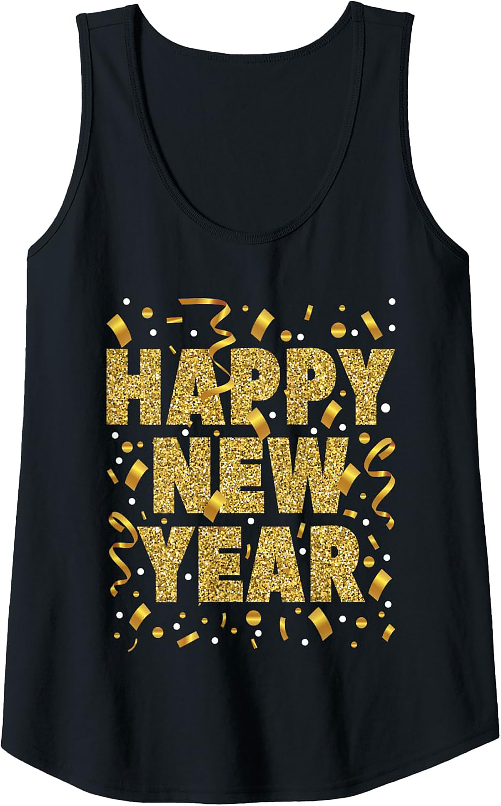 Happy New Year Graphic Tank Glitter Celebration Shirt