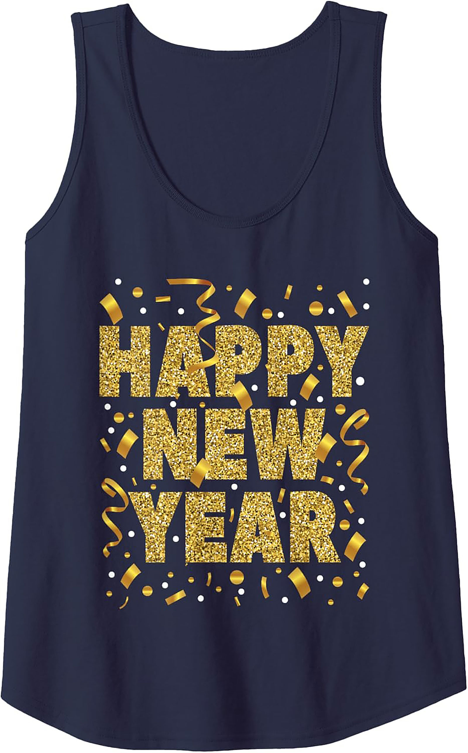 Happy New Year Graphic Tank Glitter Celebration Shirt