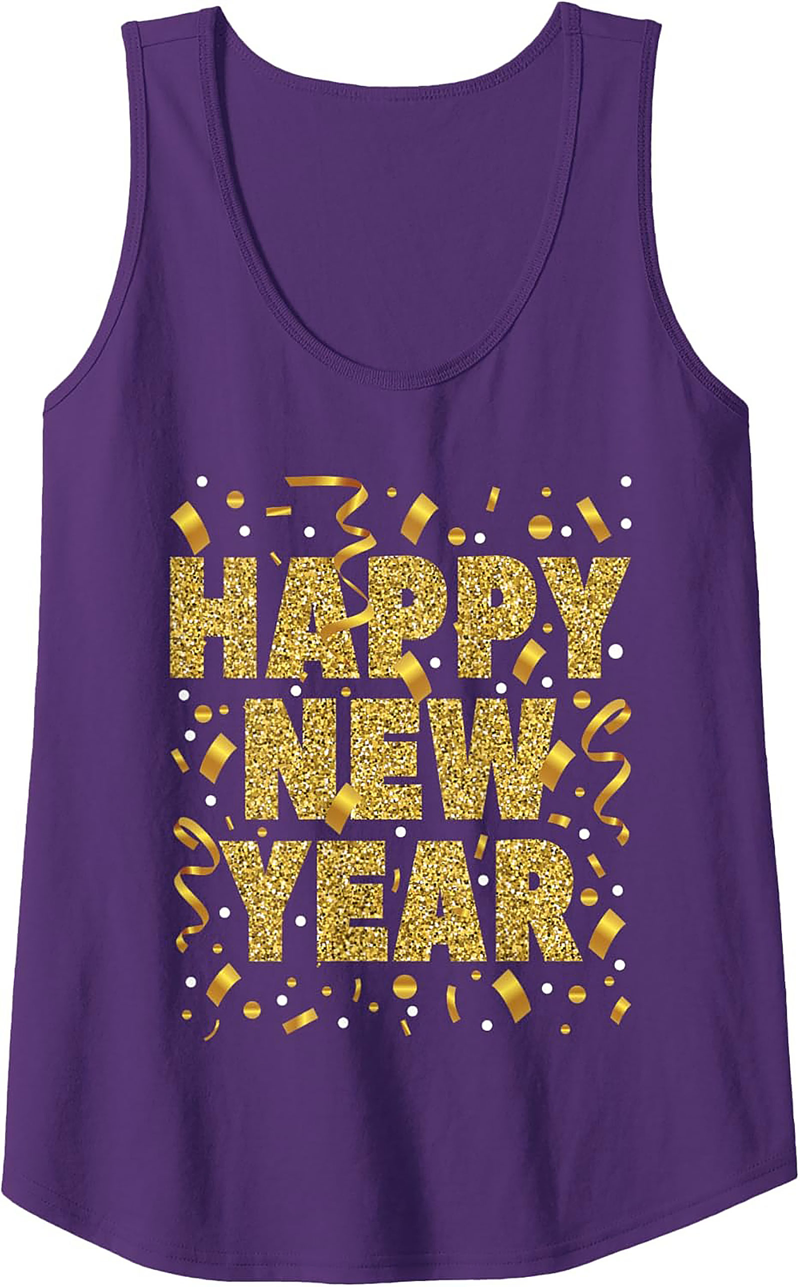 Happy New Year Graphic Tank Glitter Celebration Shirt