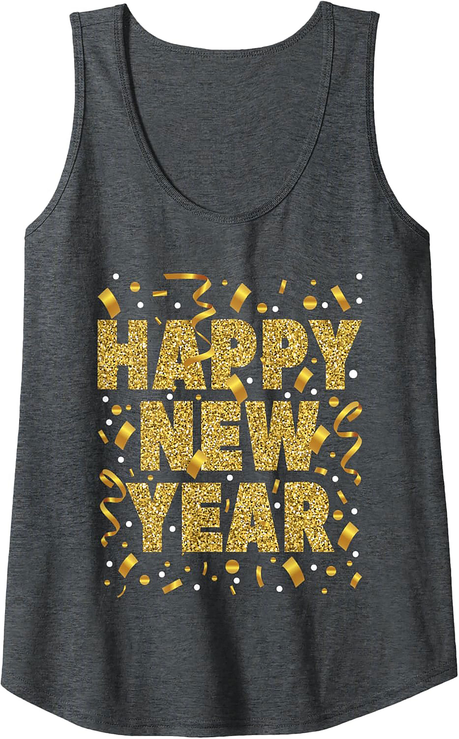 Happy New Year Graphic Tank Glitter Celebration Shirt