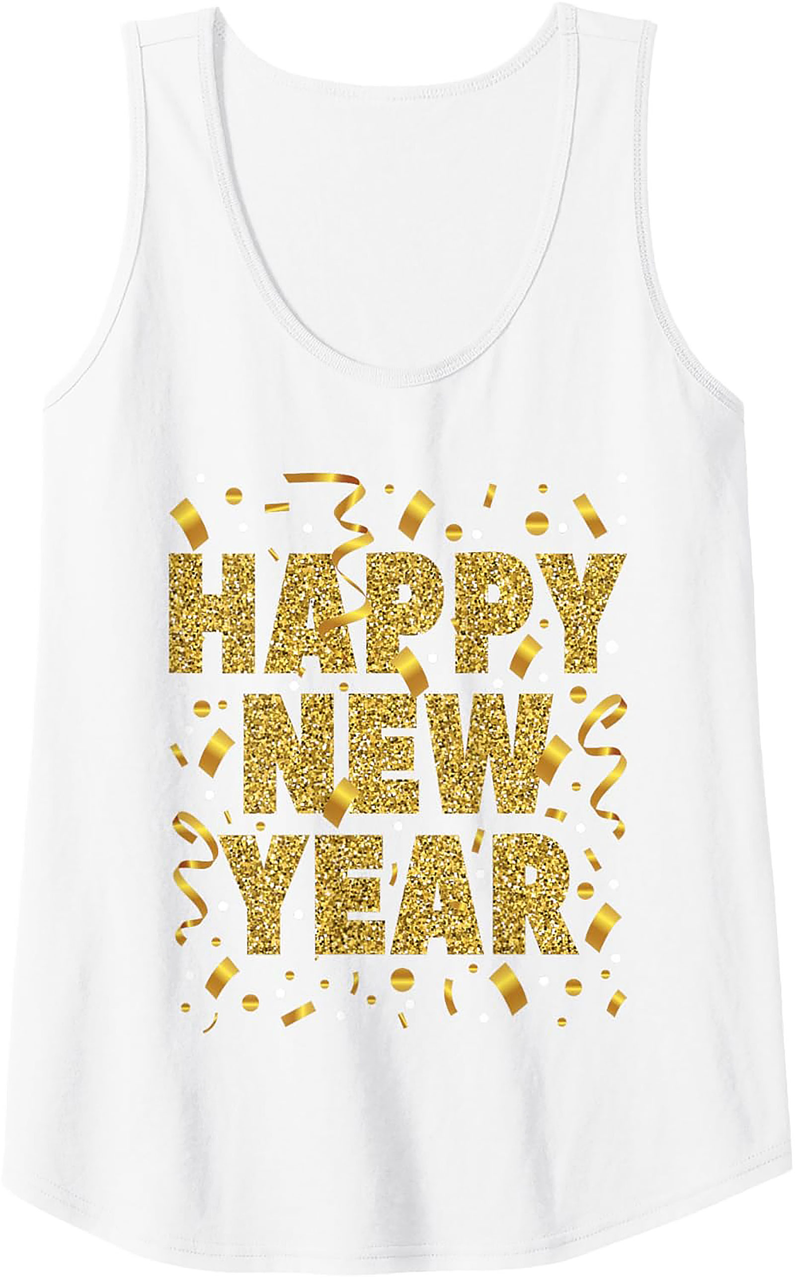 Happy New Year Graphic Tank Glitter Celebration Shirt