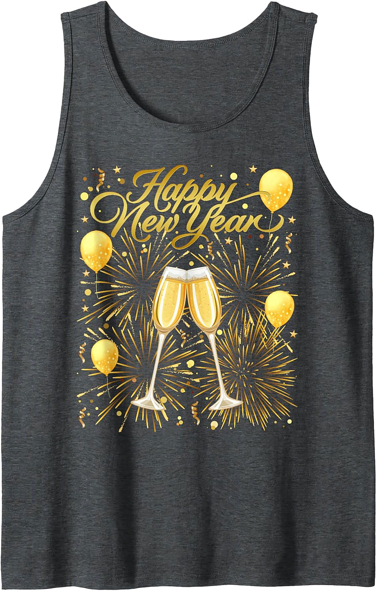 NYE Happy New Year Graphic Tank Top Champagne Toast
