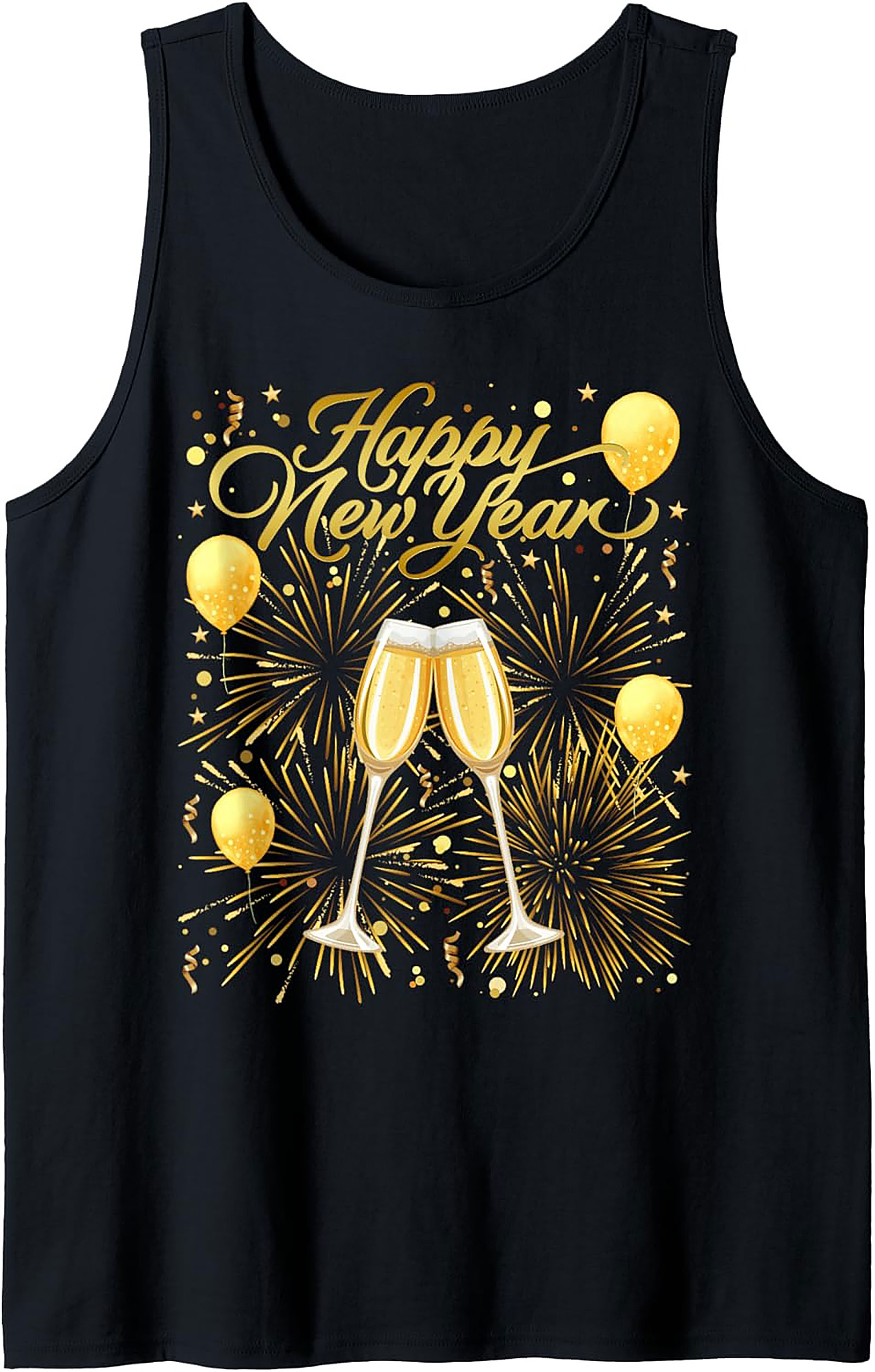 NYE Happy New Year Graphic Tank Top Champagne Toast