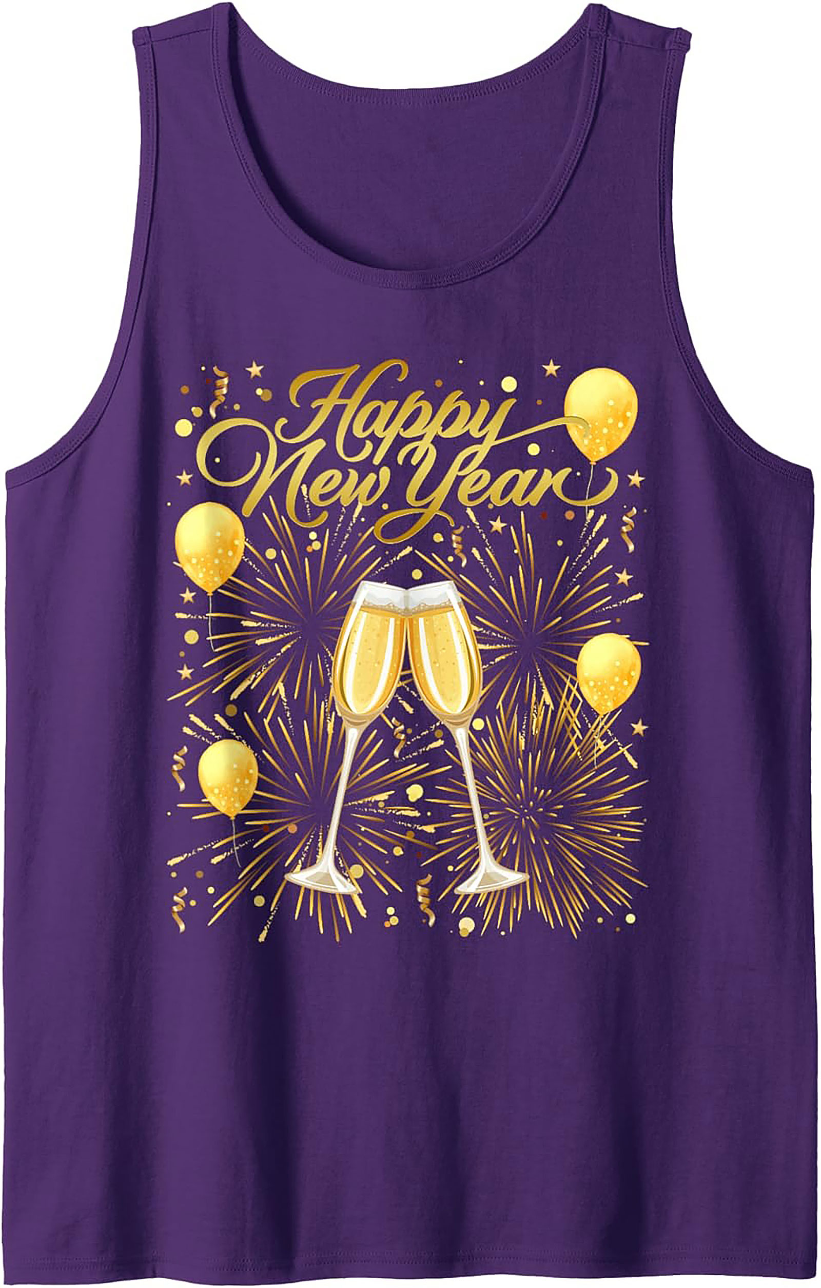 NYE Happy New Year Graphic Tank Top Champagne Toast