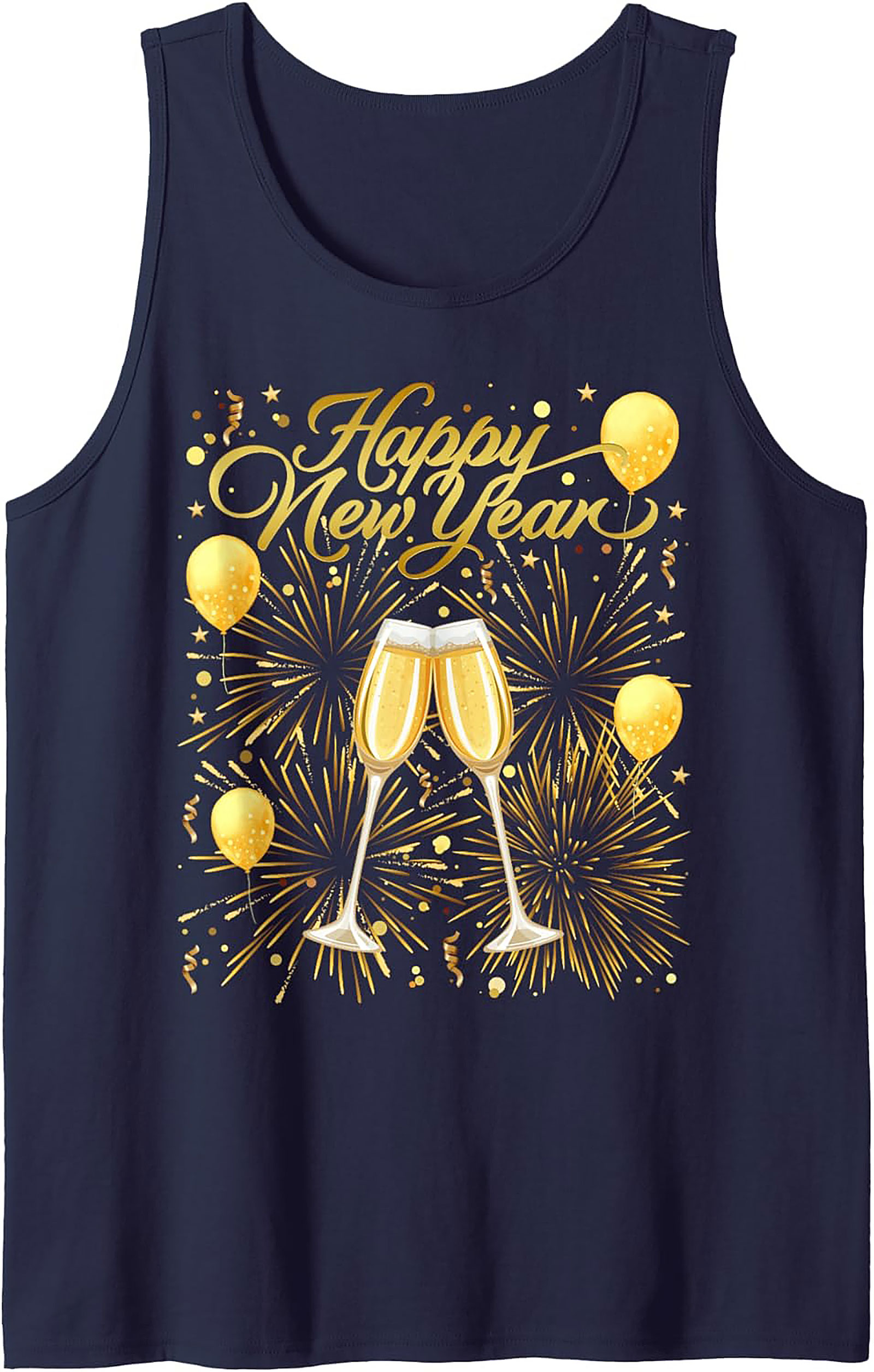 NYE Happy New Year Graphic Tank Top Champagne Toast