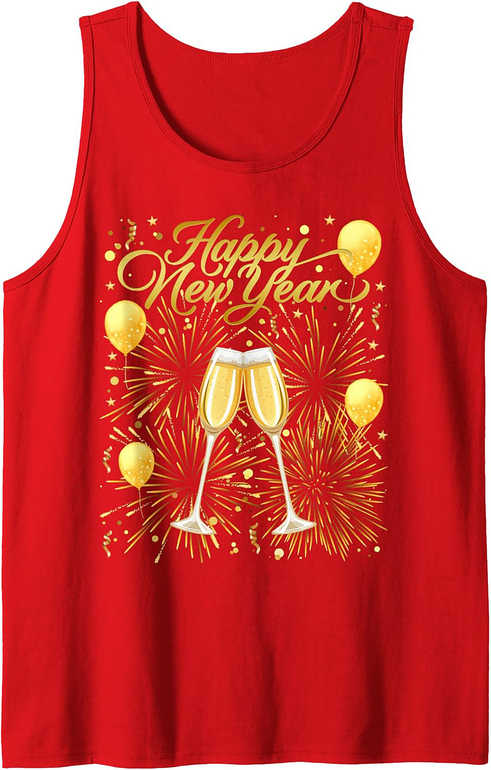 NYE Happy New Year Graphic Tank Top Champagne Toast