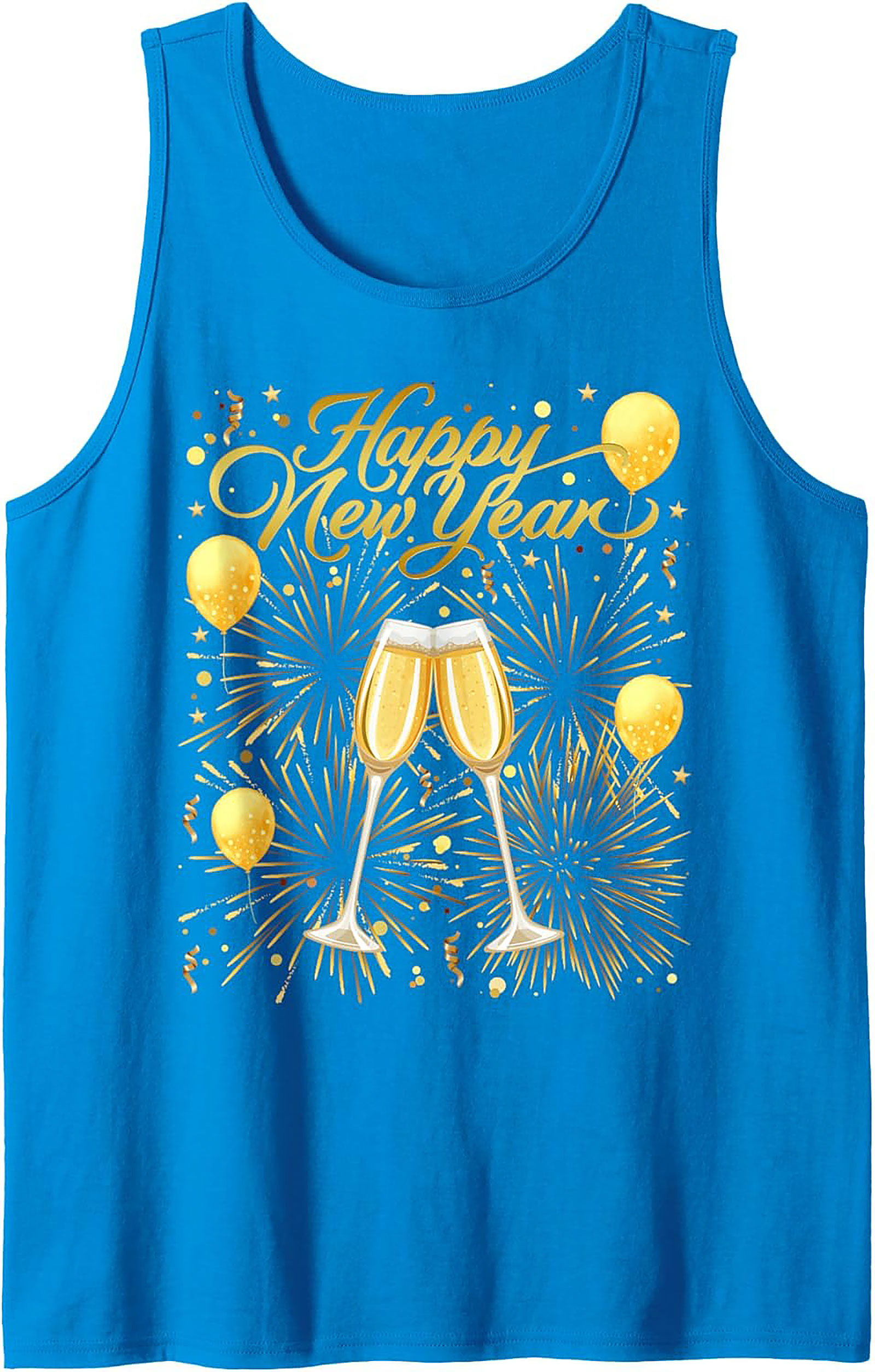 NYE Happy New Year Graphic Tank Top Champagne Toast