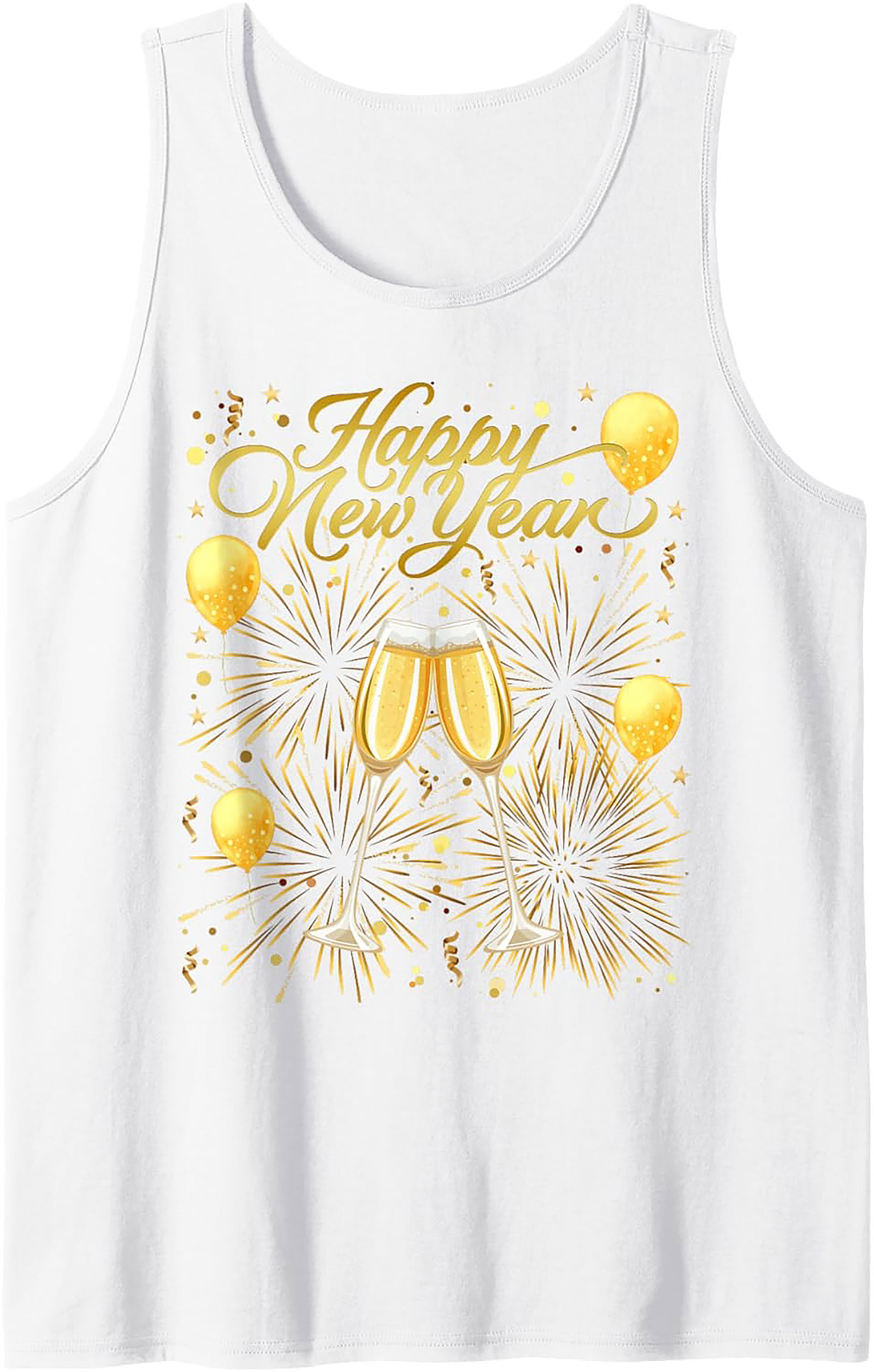 NYE Happy New Year Graphic Tank Top Champagne Toast