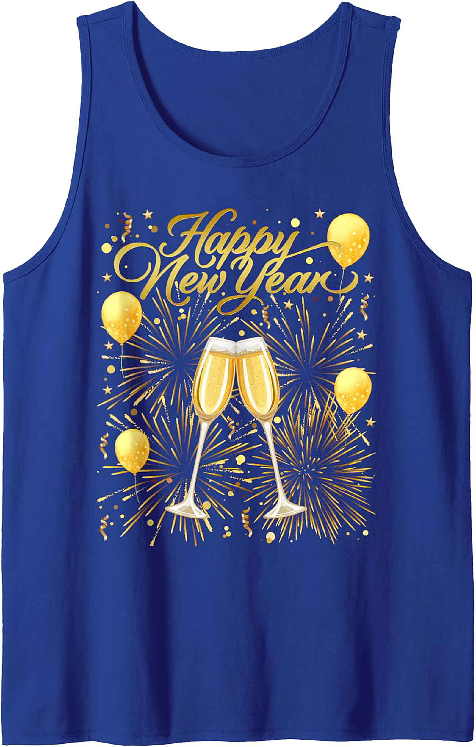 NYE Happy New Year Graphic Tank Top Champagne Toast