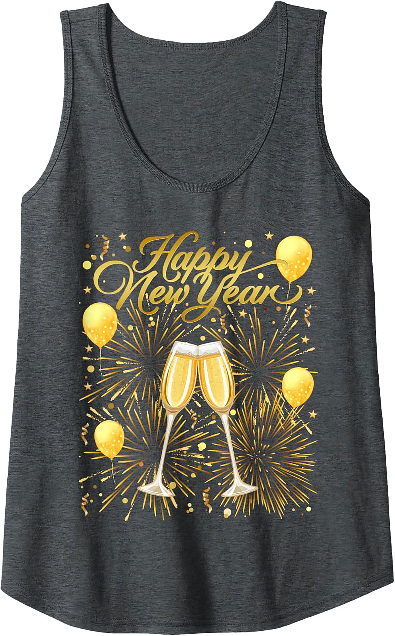 NYE Happy New Year Graphic Tank Top Champagne Toast