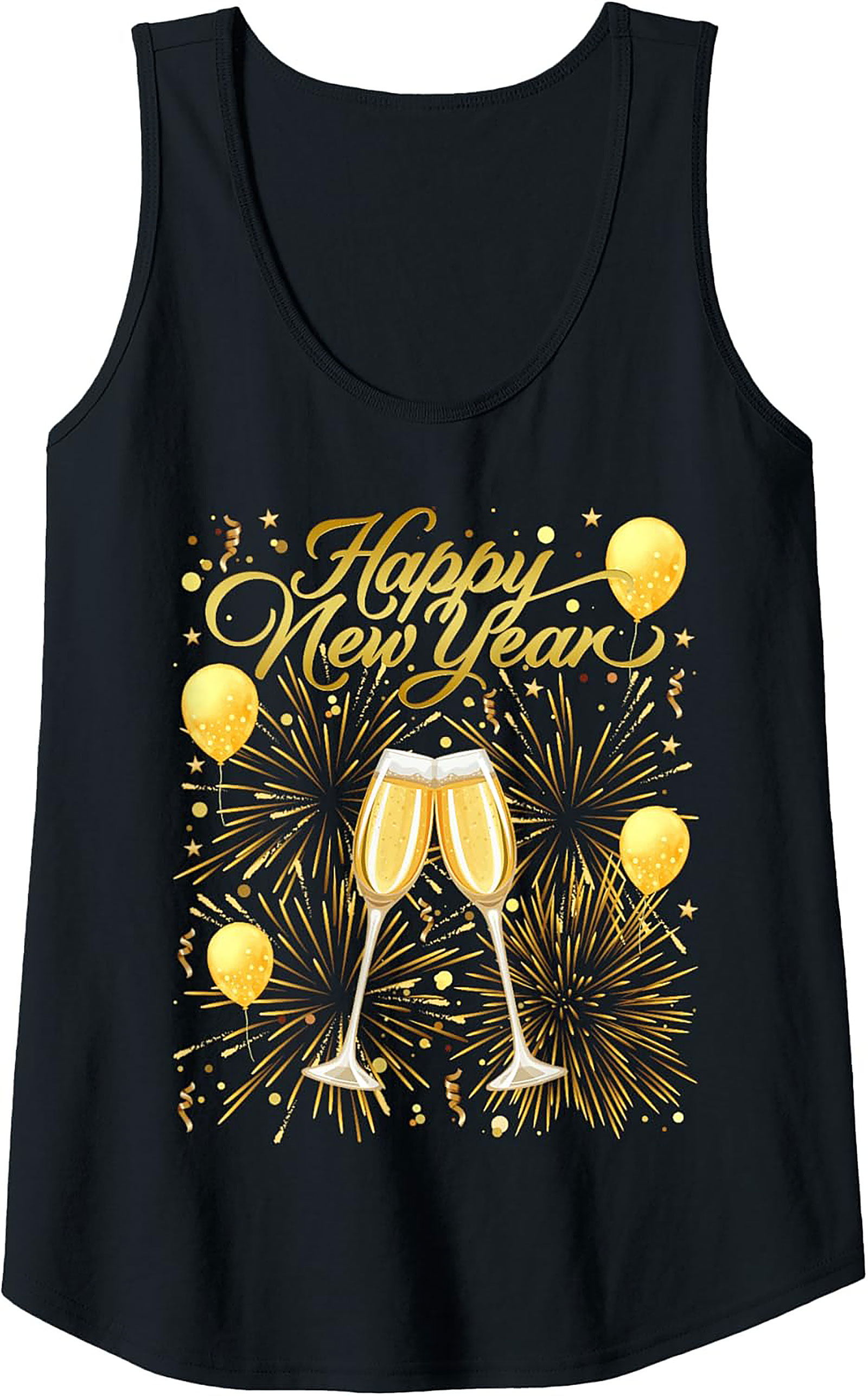 NYE Happy New Year Graphic Tank Top Champagne Toast