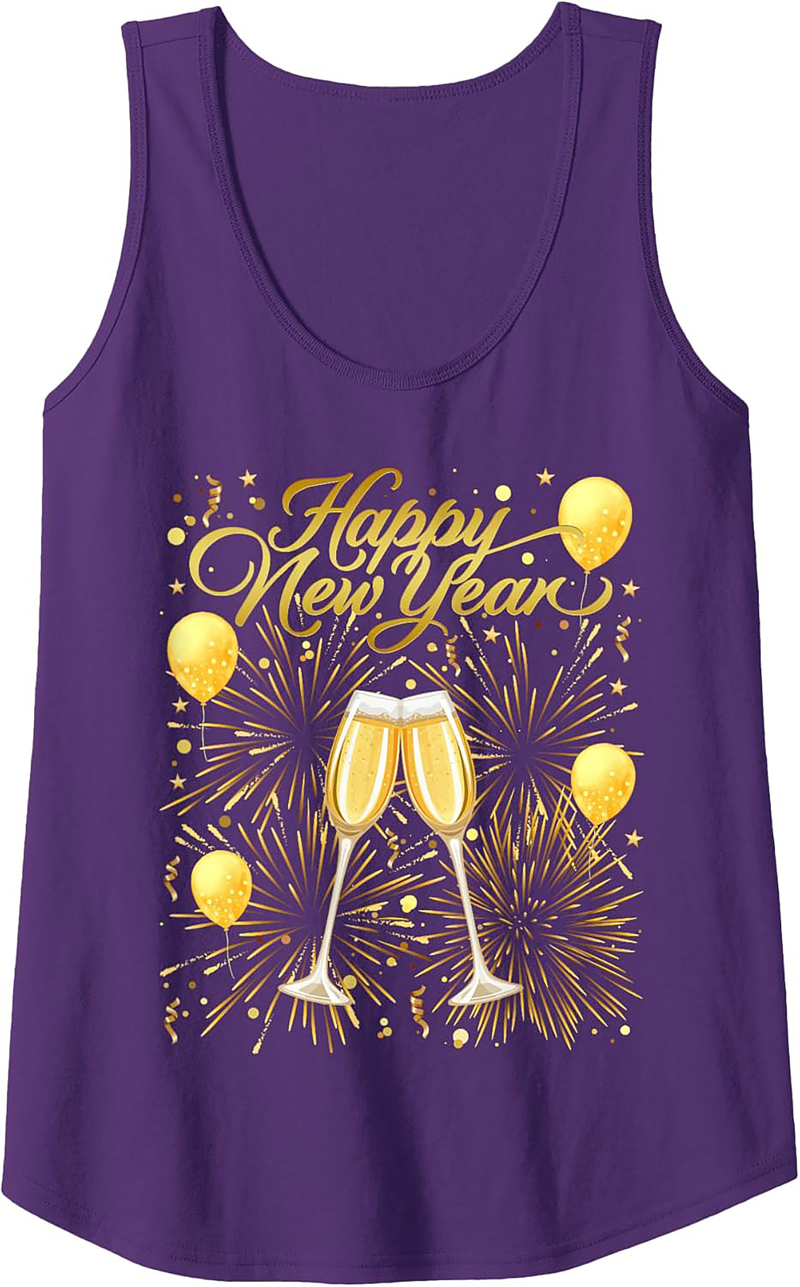 NYE Happy New Year Graphic Tank Top Champagne Toast