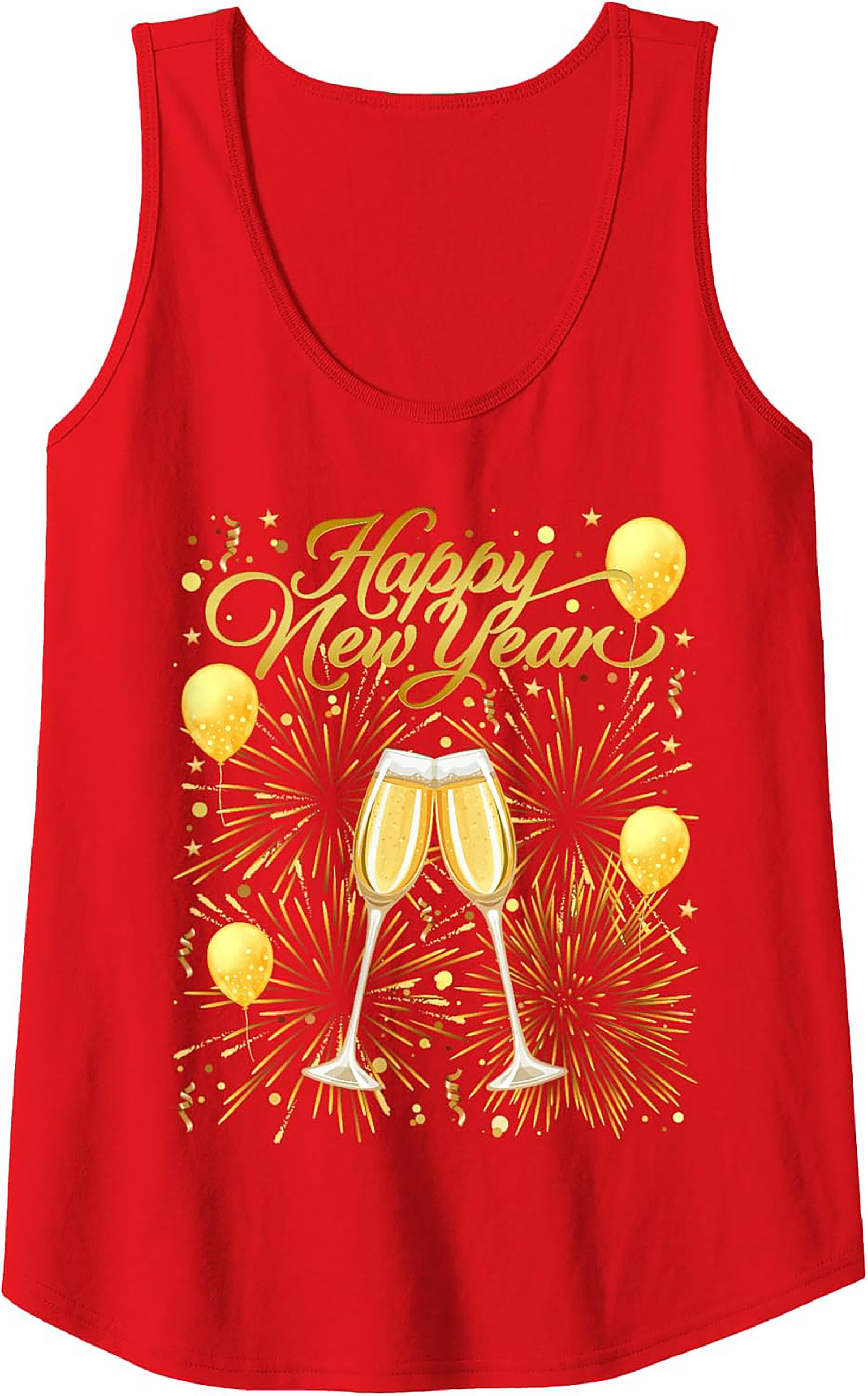 NYE Happy New Year Graphic Tank Top Champagne Toast