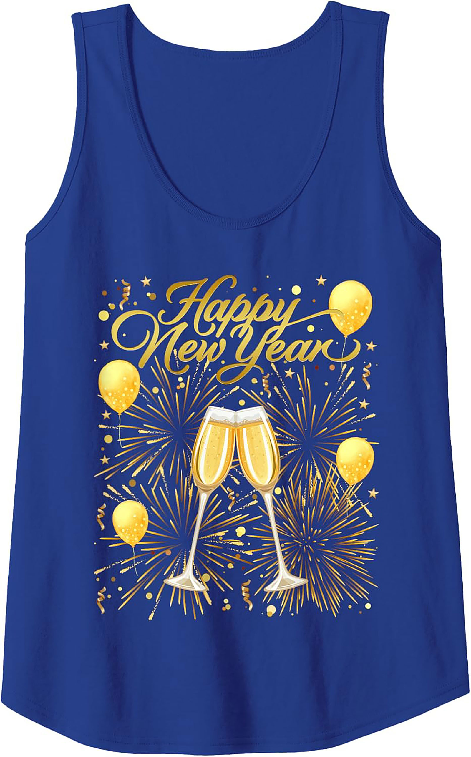 NYE Happy New Year Graphic Tank Top Champagne Toast