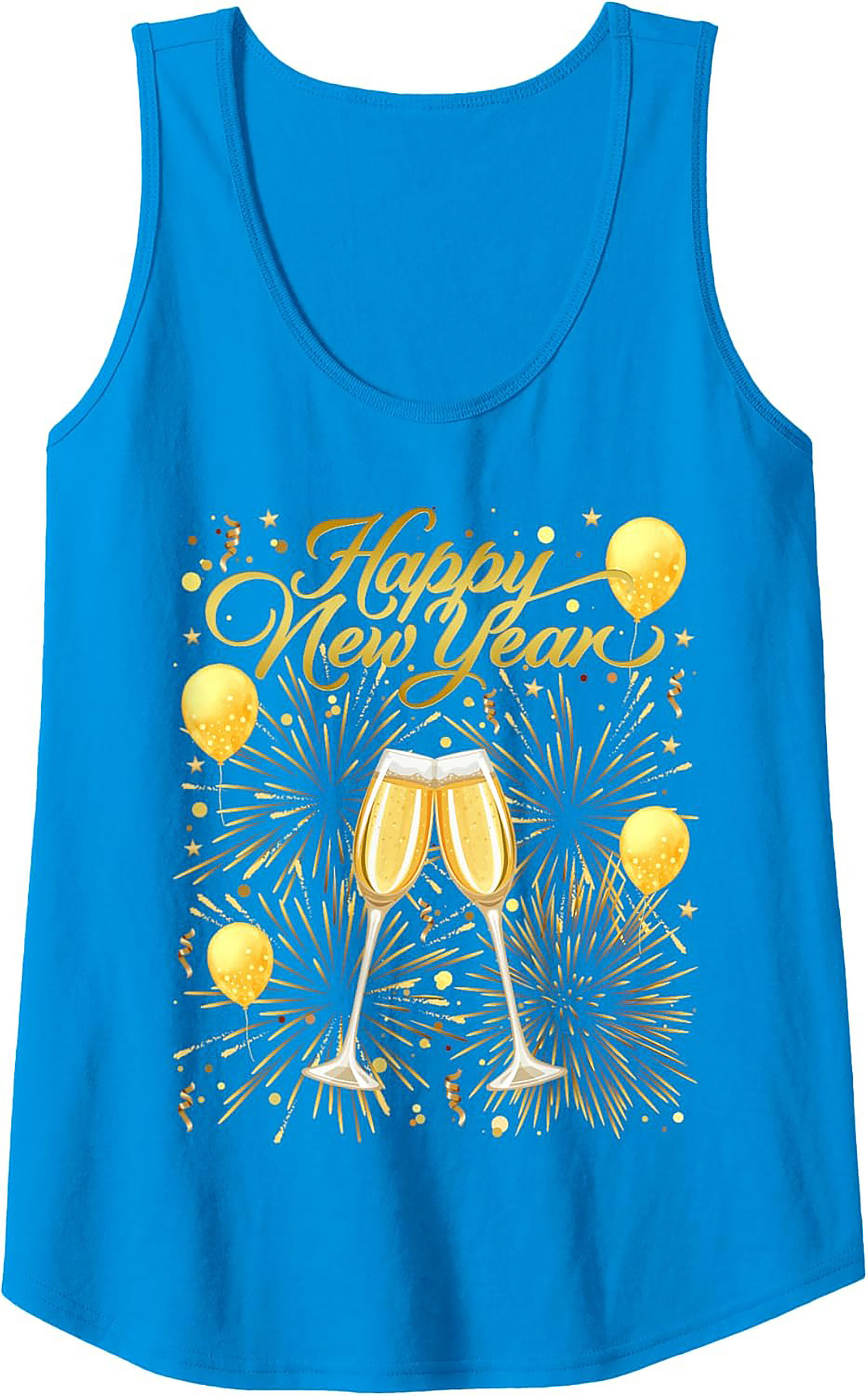NYE Happy New Year Graphic Tank Top Champagne Toast