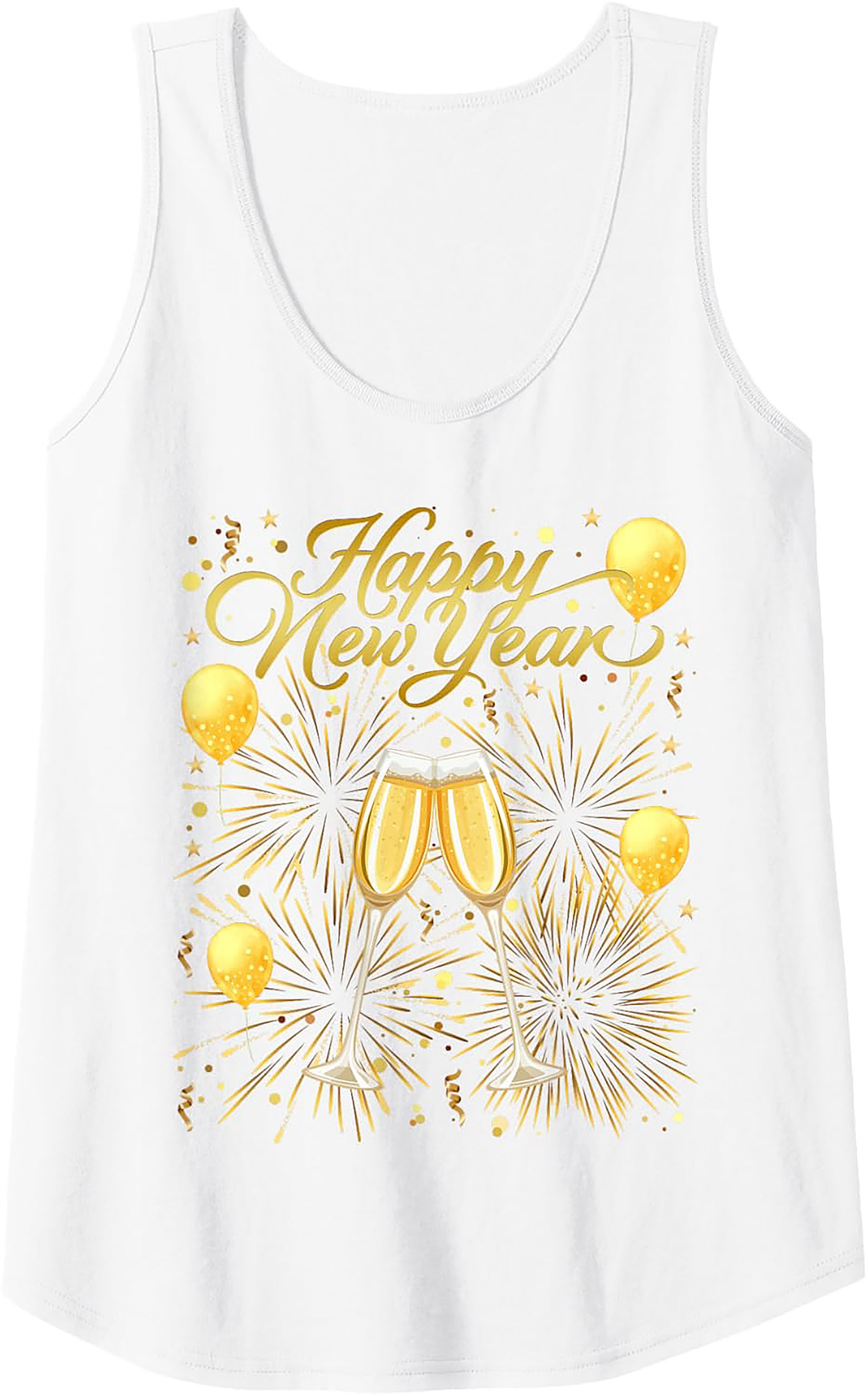 NYE Happy New Year Graphic Tank Top Champagne Toast