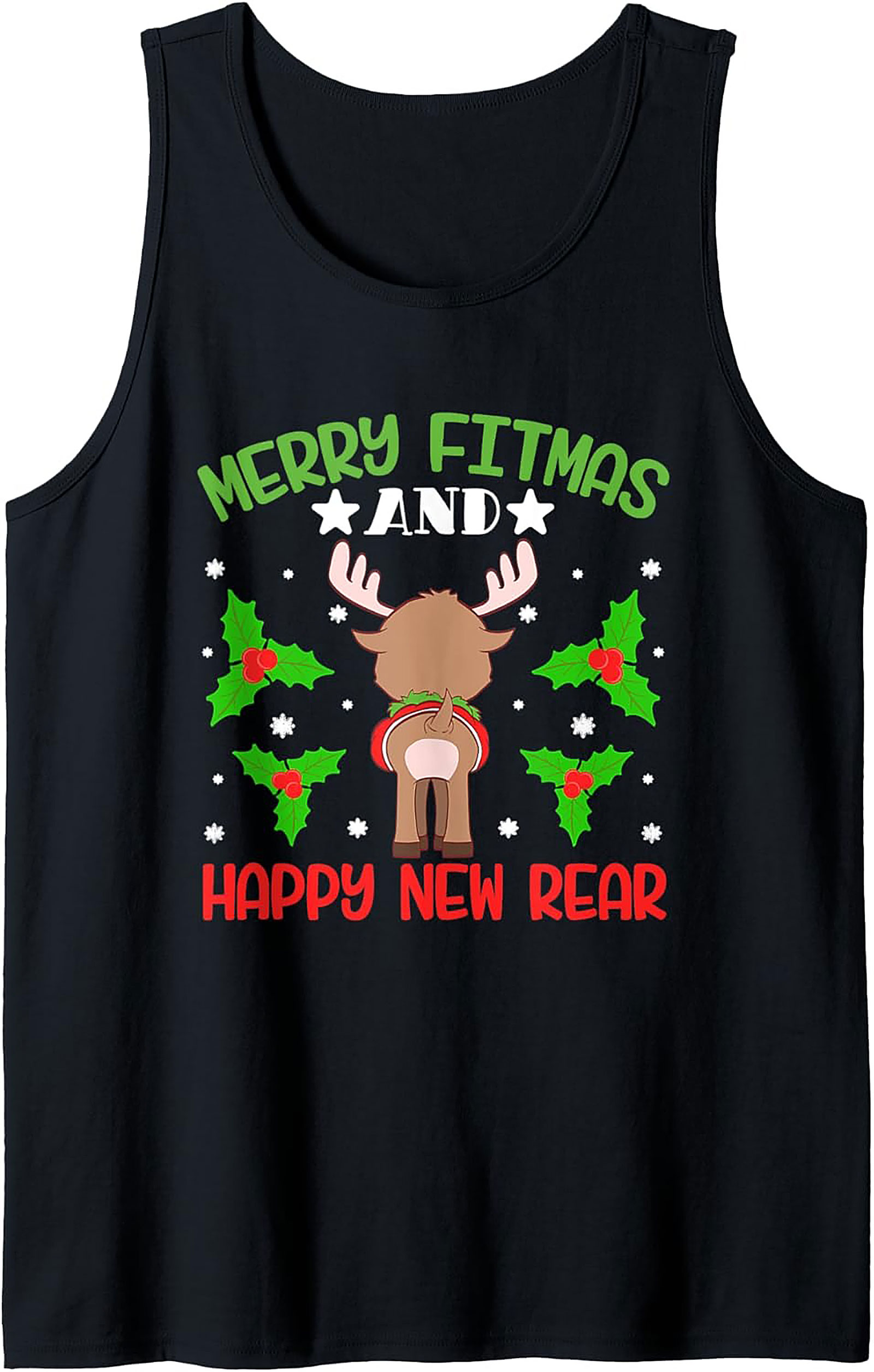 Merry Fitmas & Happy New Rear Funny Gym Tank Top Gift