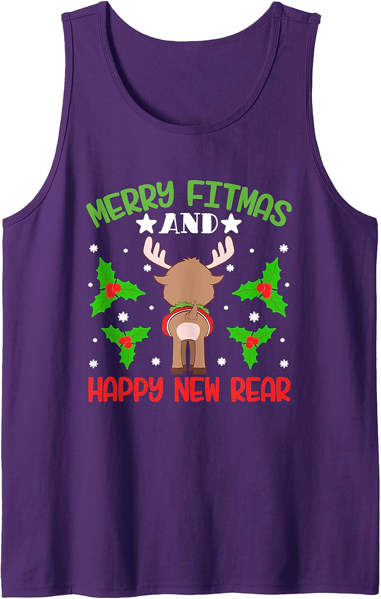 Merry Fitmas & Happy New Rear Funny Gym Tank Top Gift