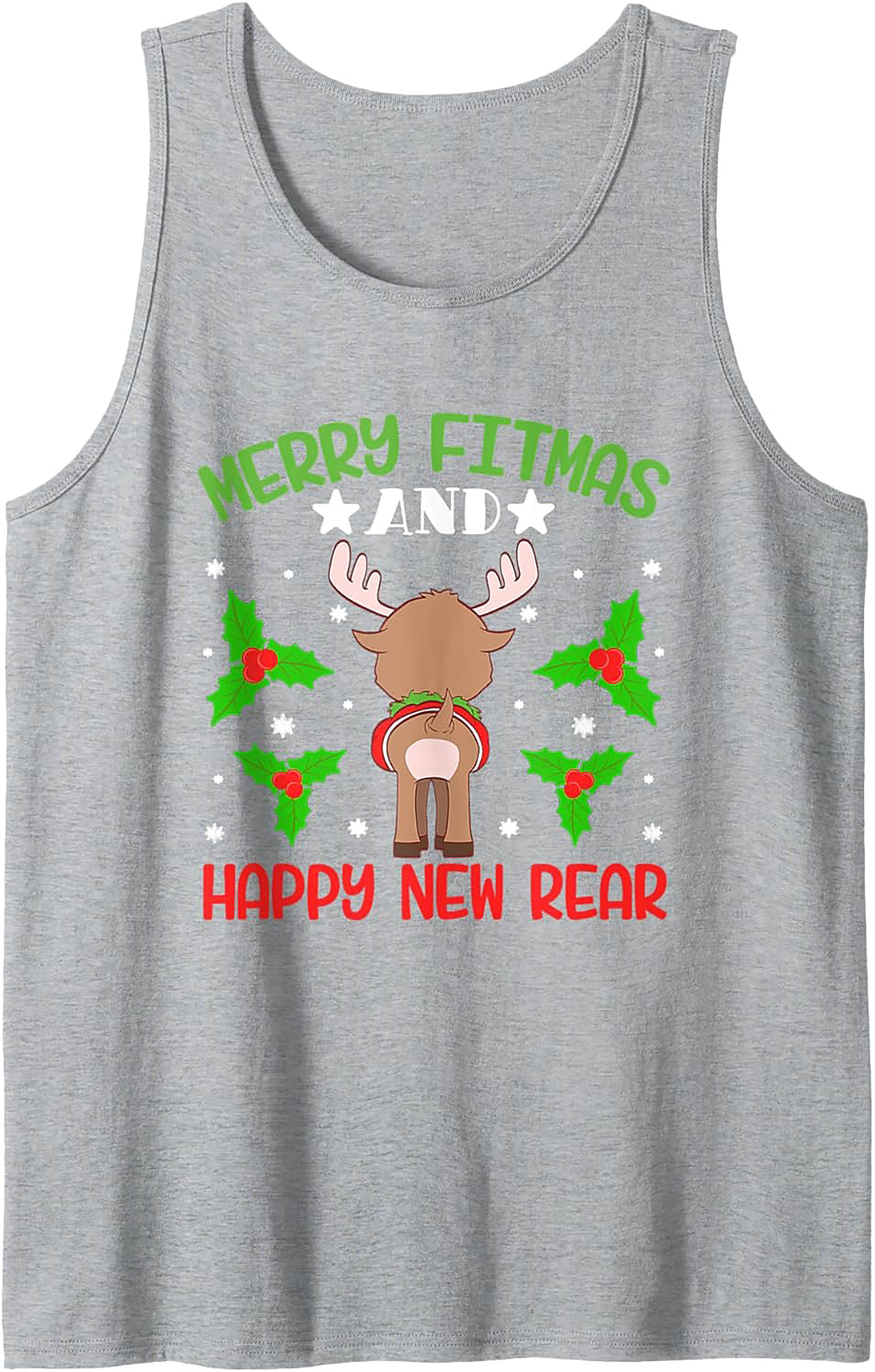 Merry Fitmas & Happy New Rear Funny Gym Tank Top Gift