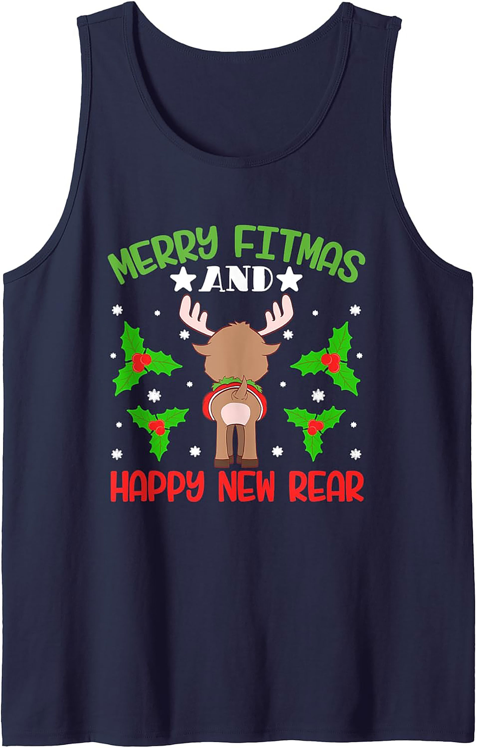 Merry Fitmas & Happy New Rear Funny Gym Tank Top Gift