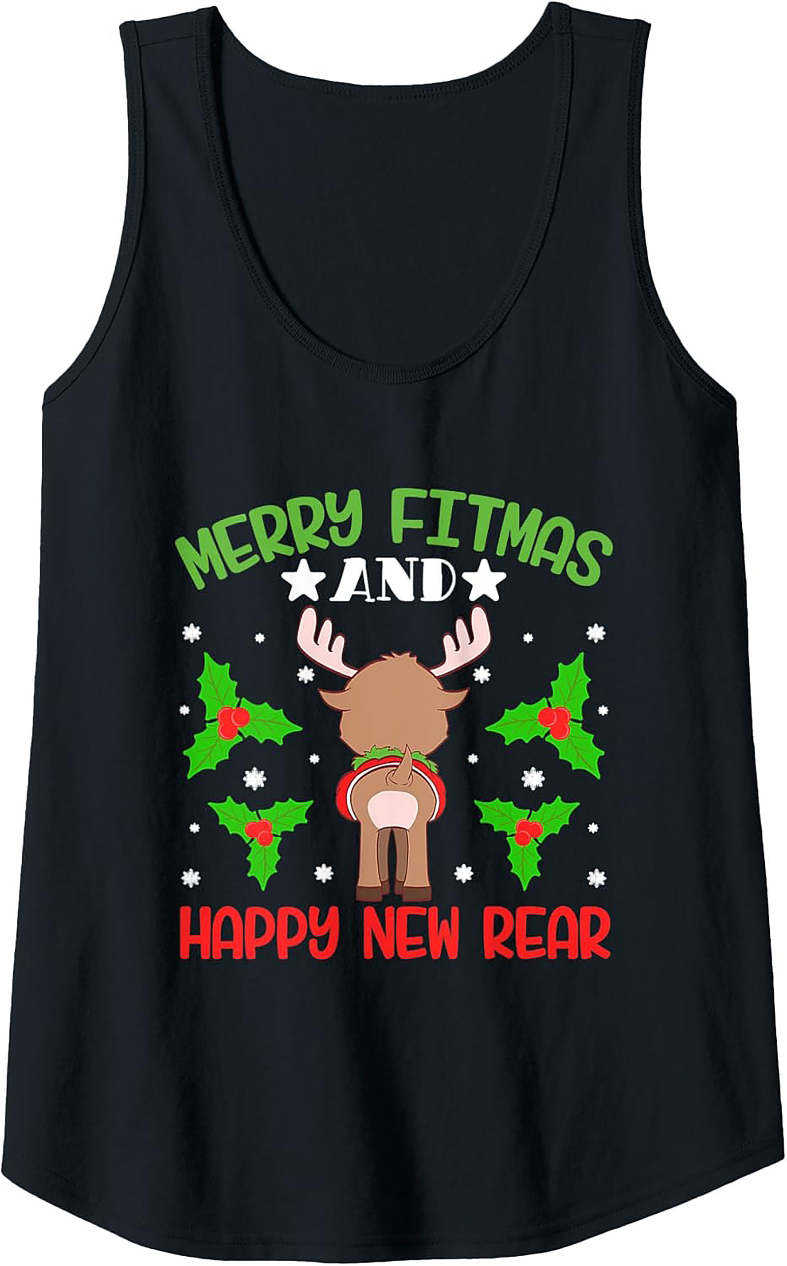 Merry Fitmas & Happy New Rear Funny Gym Tank Top Gift