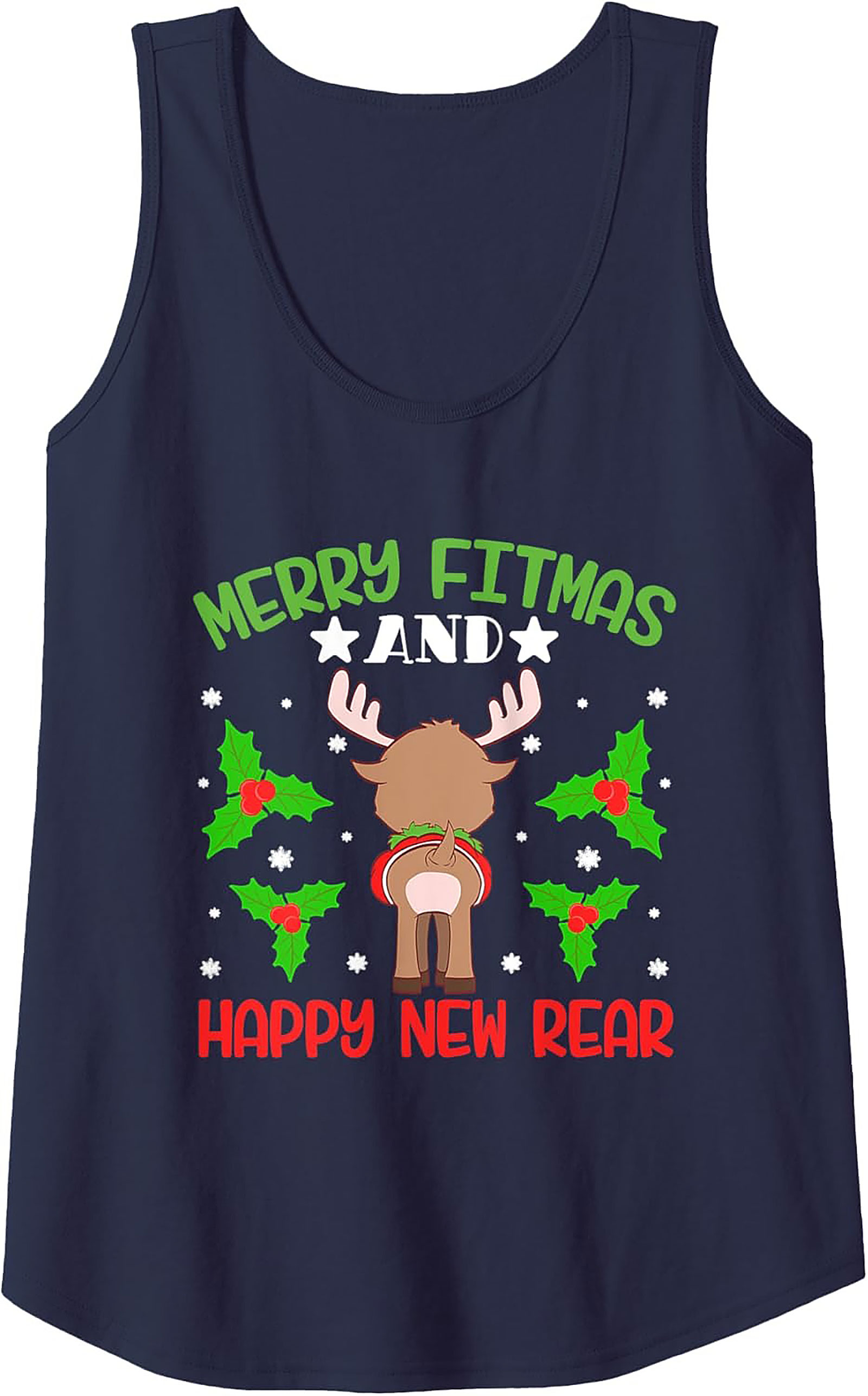 Merry Fitmas & Happy New Rear Funny Gym Tank Top Gift