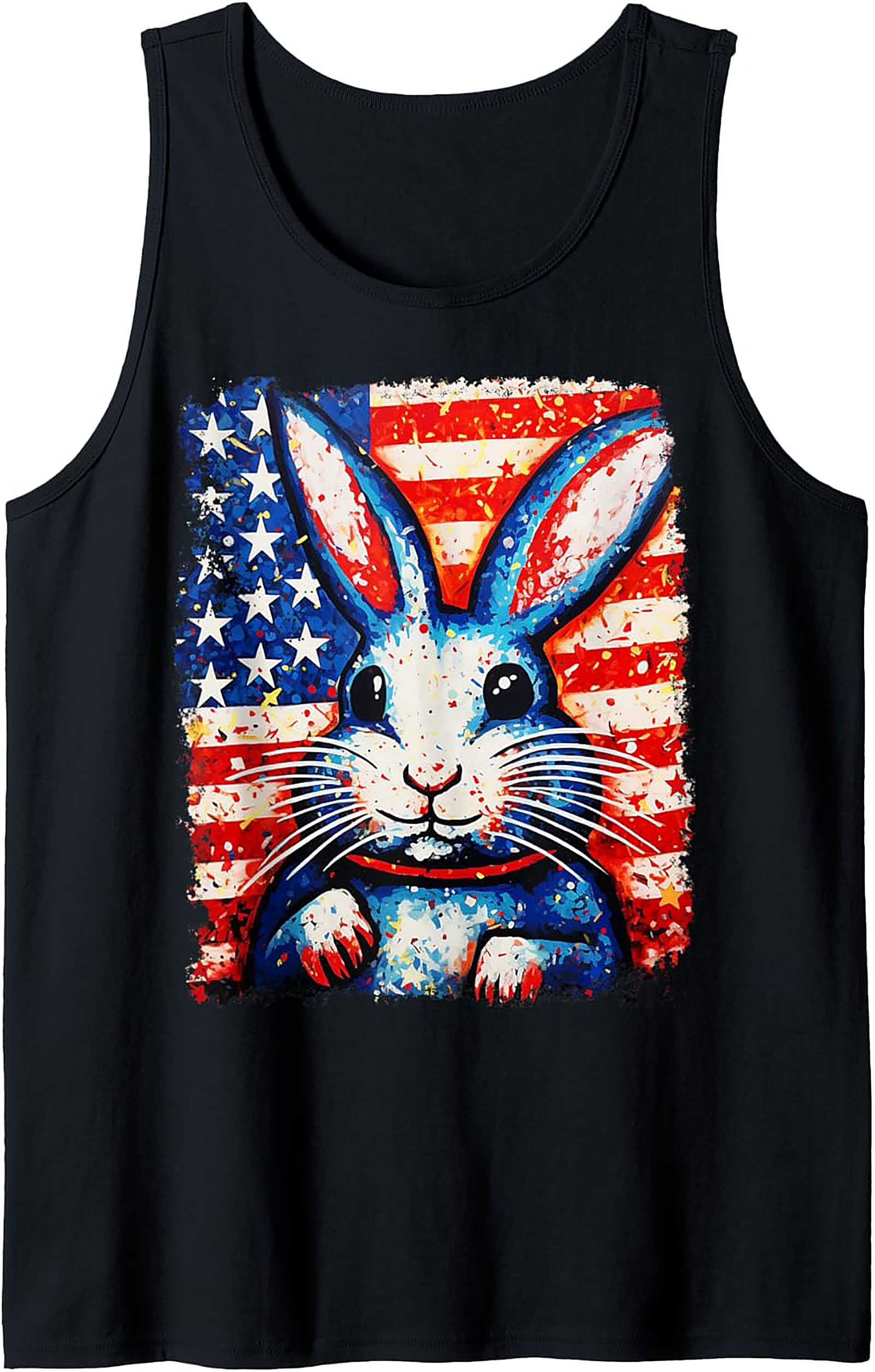 Patriotic Bunny Tank Top | USA Flag Graphic Sleeveless Shirt
