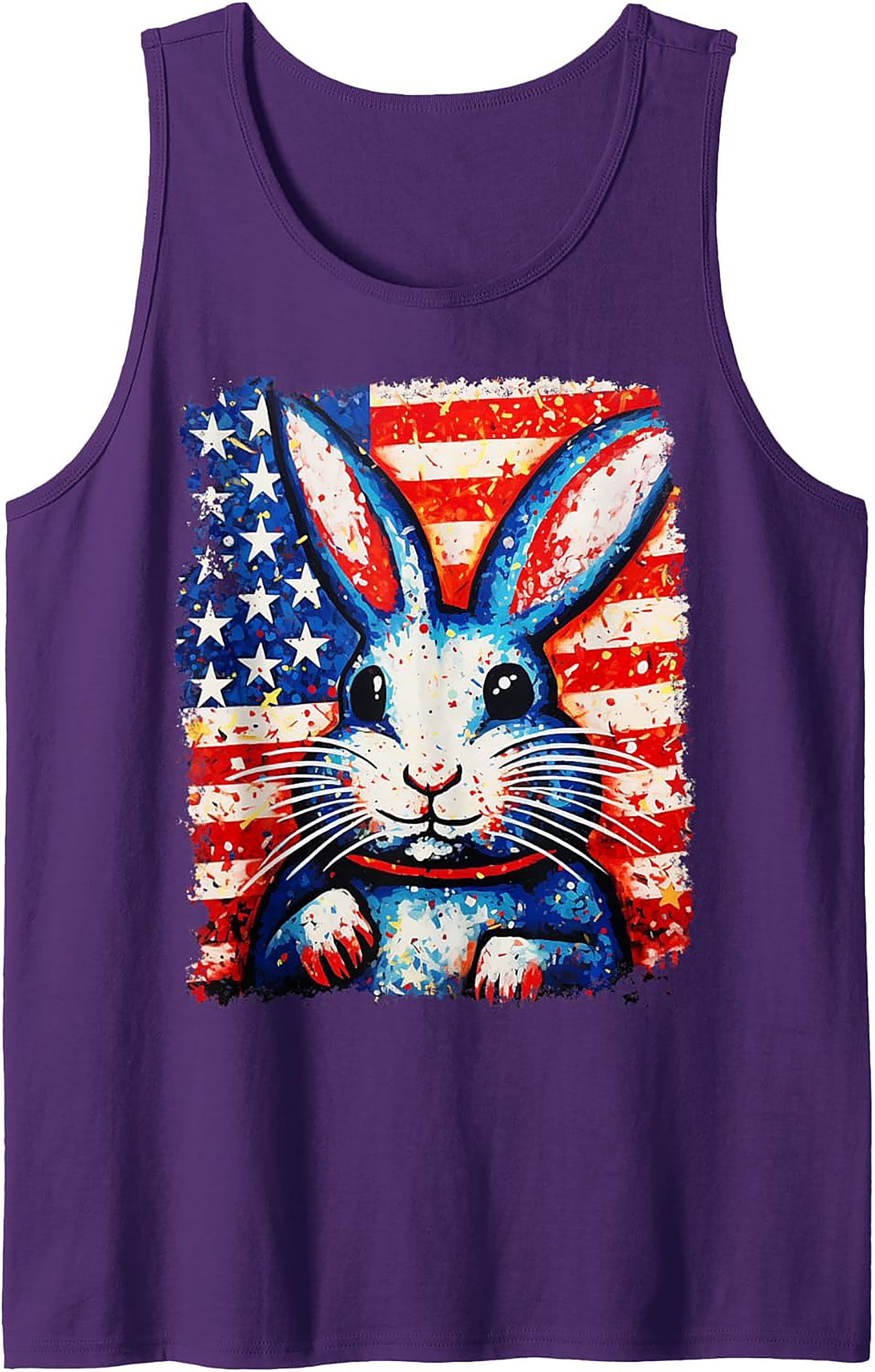 Patriotic Bunny Tank Top | USA Flag Graphic Sleeveless Shirt