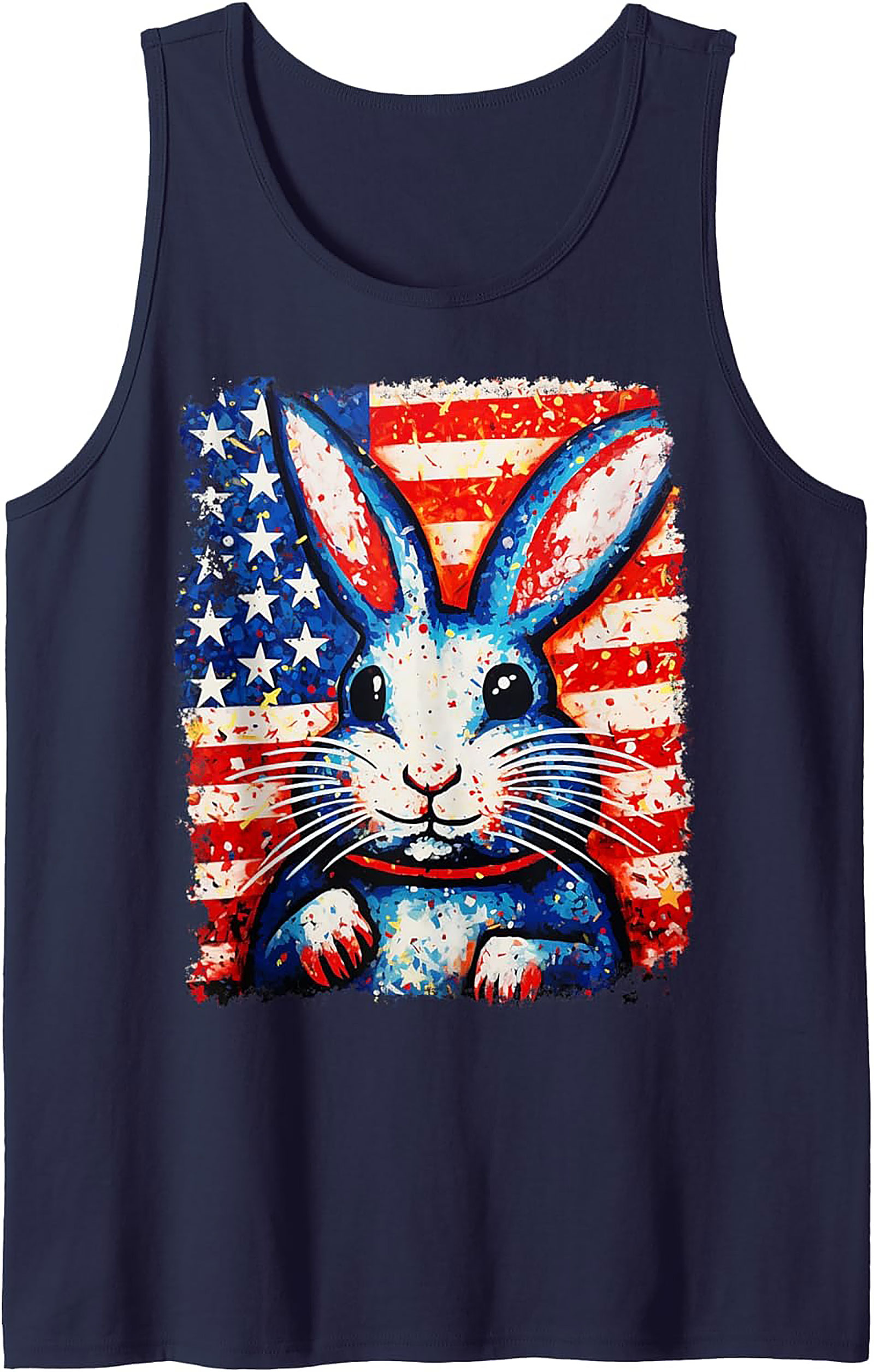 Patriotic Bunny Tank Top | USA Flag Graphic Sleeveless Shirt