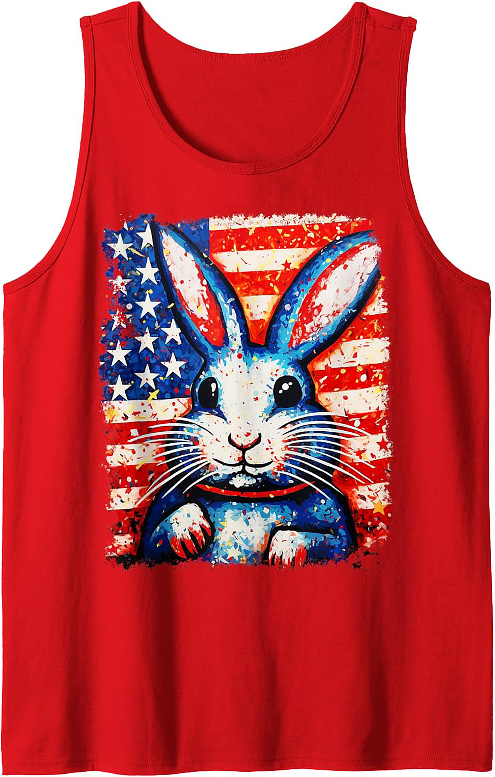 Patriotic Bunny Tank Top | USA Flag Graphic Sleeveless Shirt