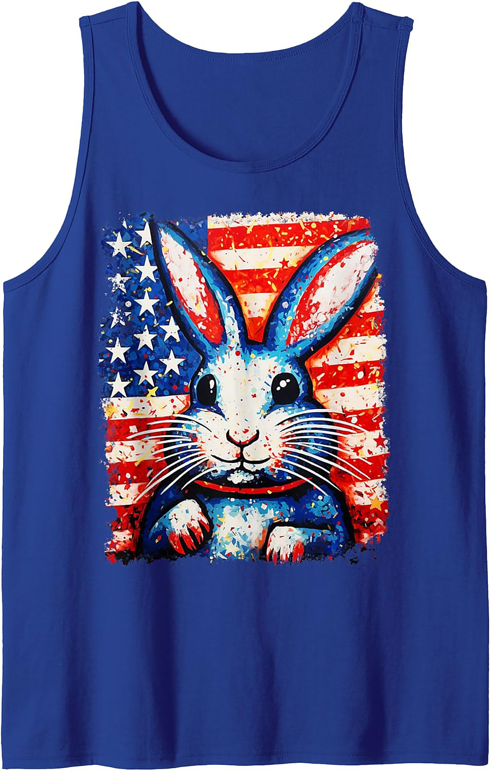 Patriotic Bunny Tank Top | USA Flag Graphic Sleeveless Shirt
